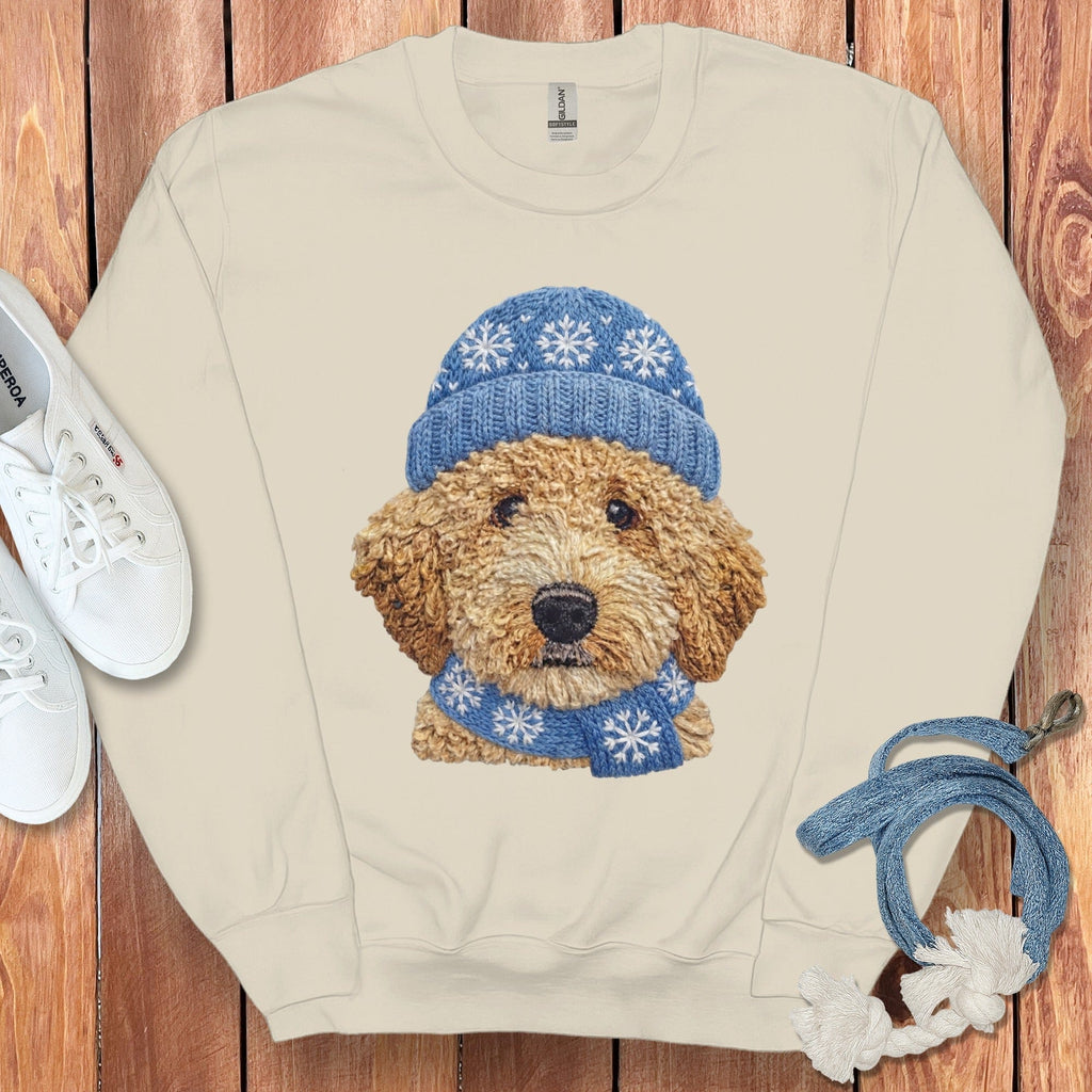 Winter Vibes Golden Goldendoodle Sweatshirt in Sand / S by Puppy Jo