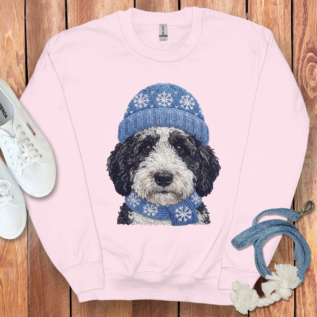 Winter Vibes Schnoodle Sweatshirt in Light Pink / S by Puppy Jo