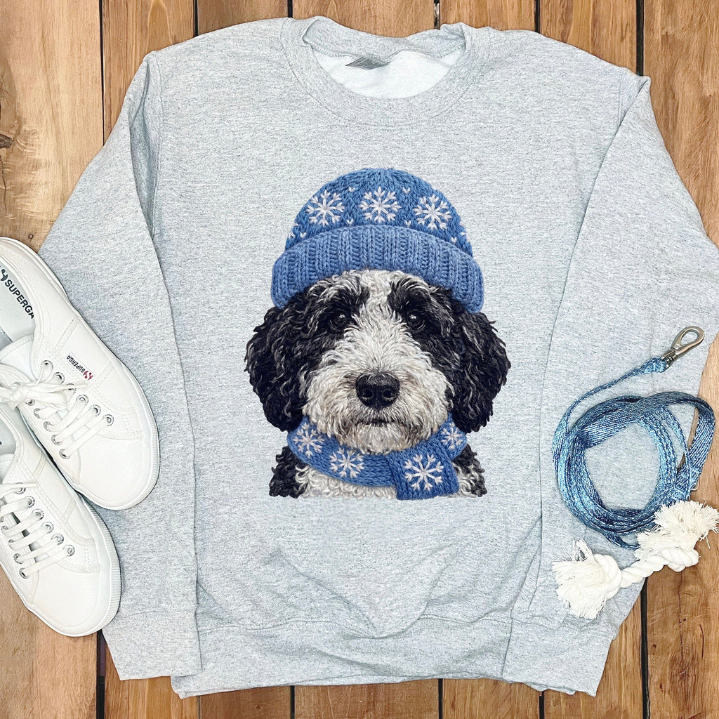 Winter Vibes Schnoodle Sweatshirt in Sport Grey / S by Puppy Jo