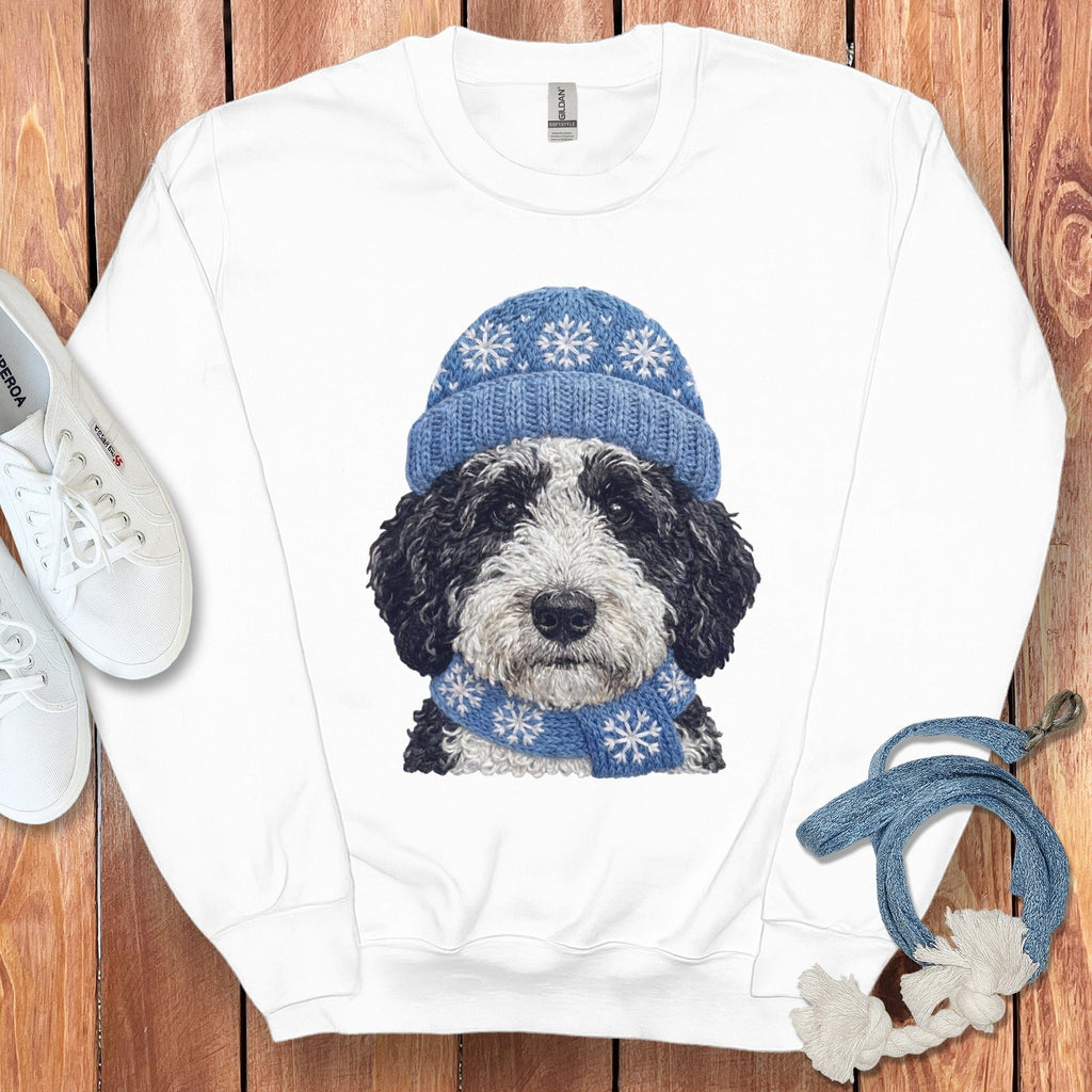 Winter Vibes Schnoodle Sweatshirt in White / S by Puppy Jo