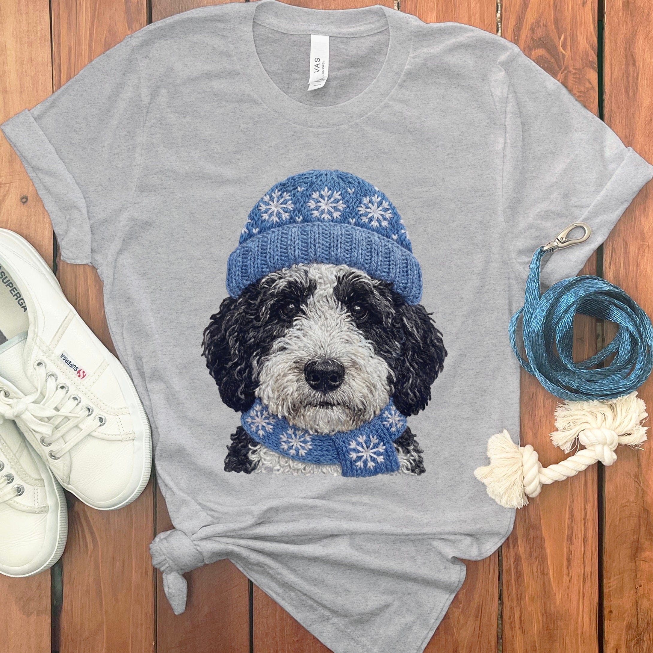 Winter Vibes Schnoodle T-Shirt in Athletic Heather / S by Puppy Jo