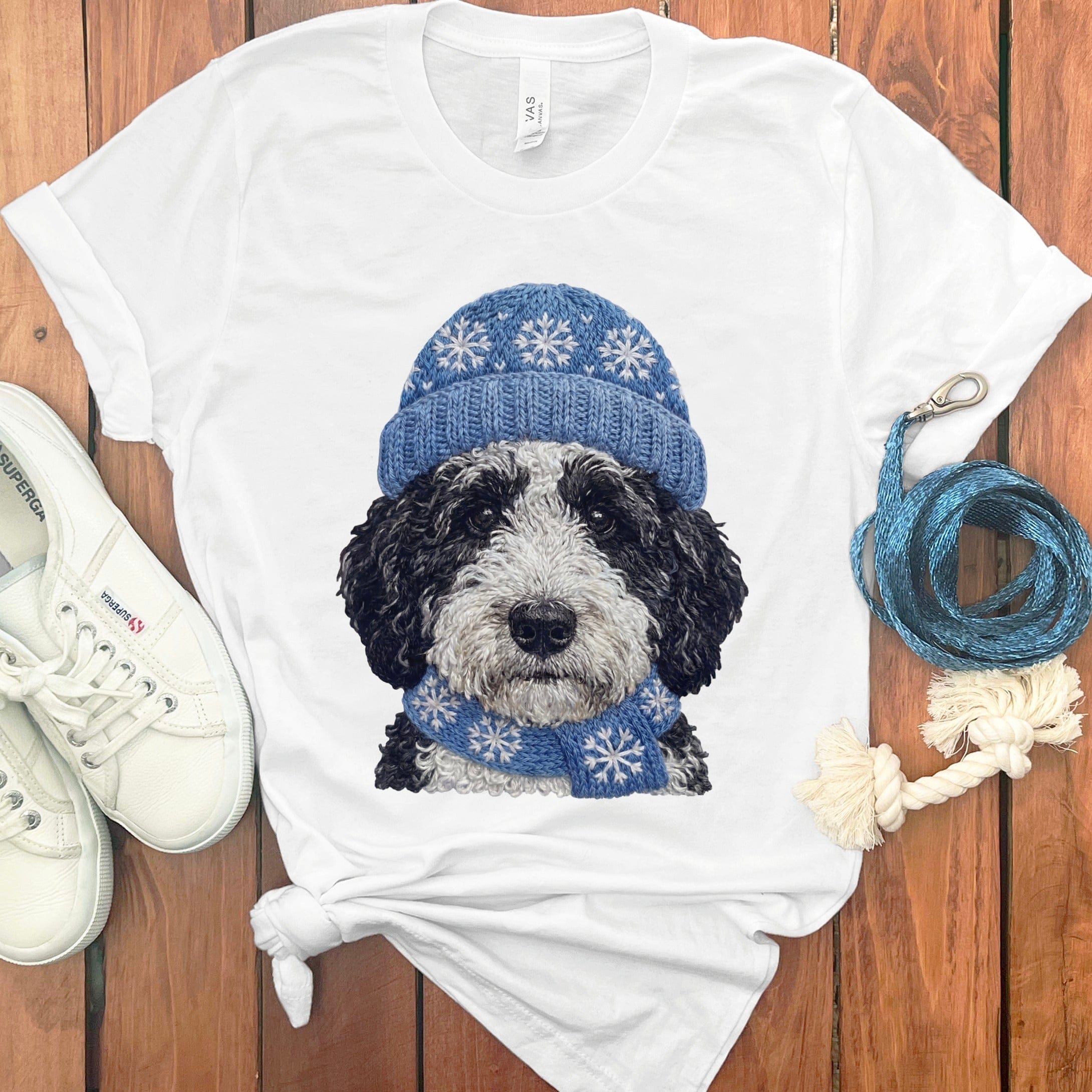 Winter Vibes Schnoodle T-Shirt in White / S by Puppy Jo
