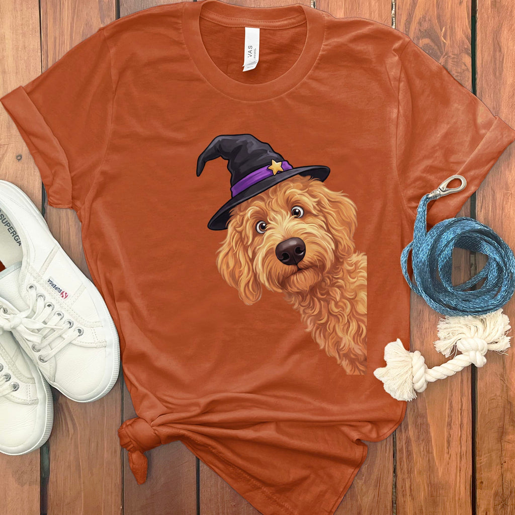 Witchy Apricot Goldendoodle T-Shirt in Autumn / S by Puppy Jo