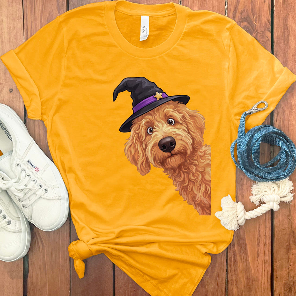 Witchy Apricot Goldendoodle T-Shirt in Gold / S by Puppy Jo