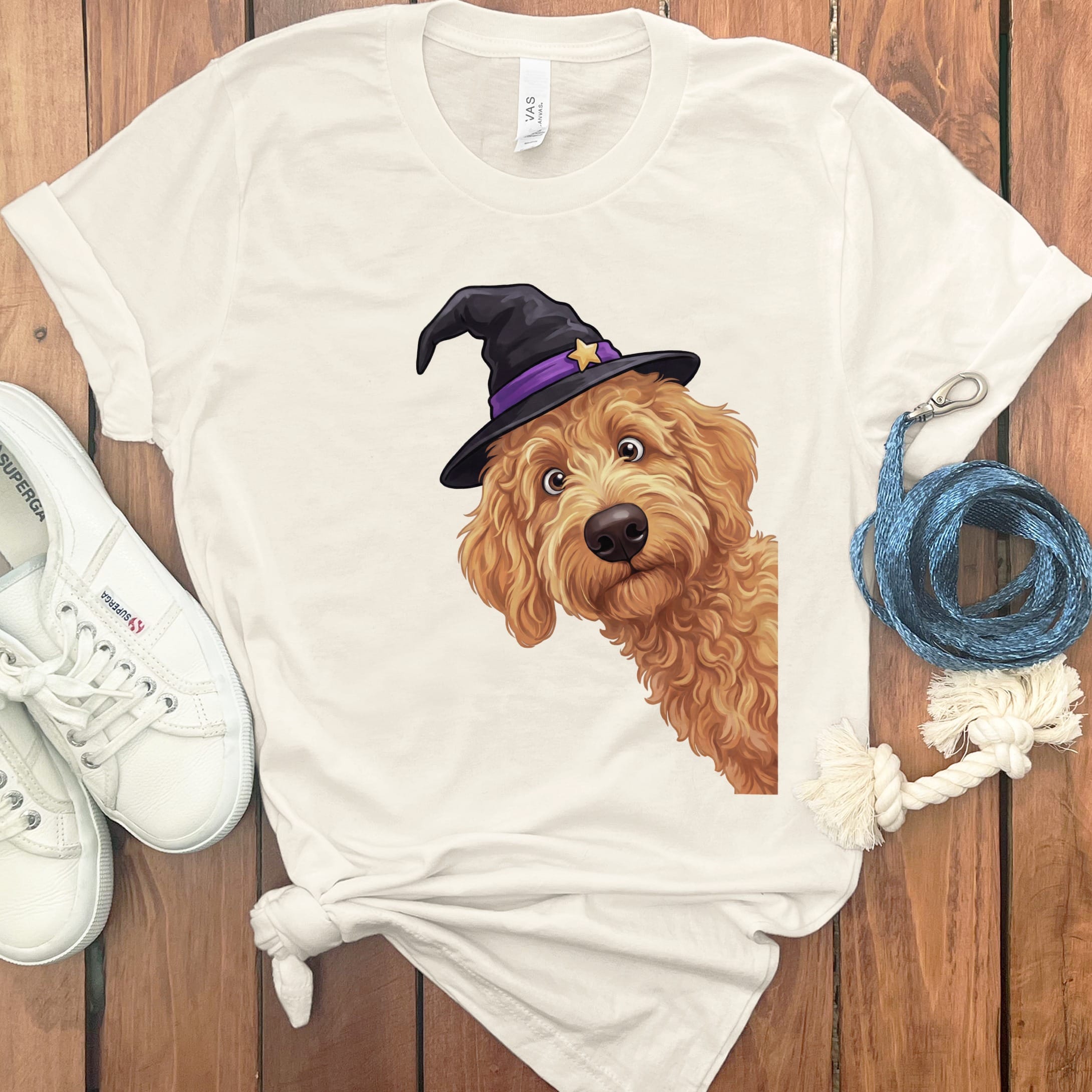 Witchy Apricot Goldendoodle T-Shirt in Natural / S by Puppy Jo
