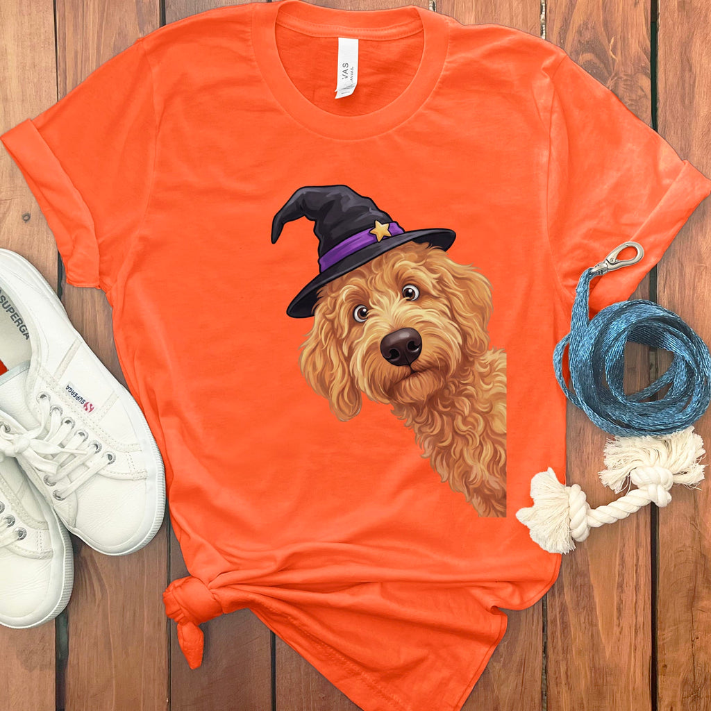 Witchy Apricot Goldendoodle T-Shirt in Orange / S by Puppy Jo
