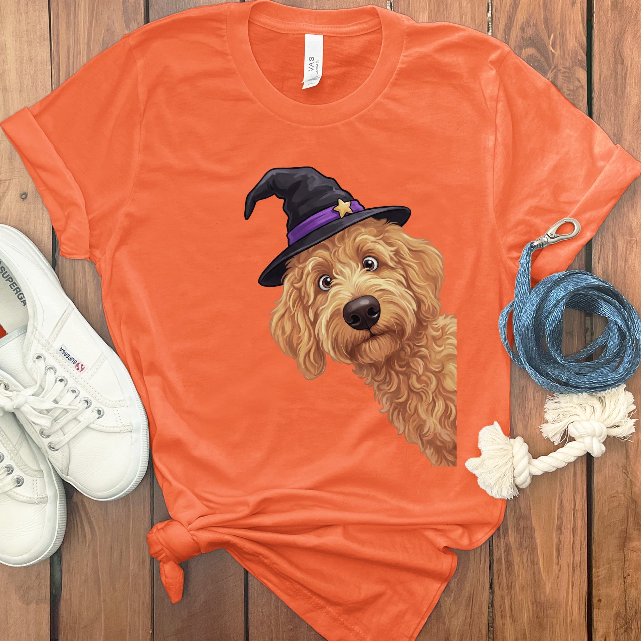 Witchy Apricot Goldendoodle T-Shirt in Orange / S by Puppy Jo
