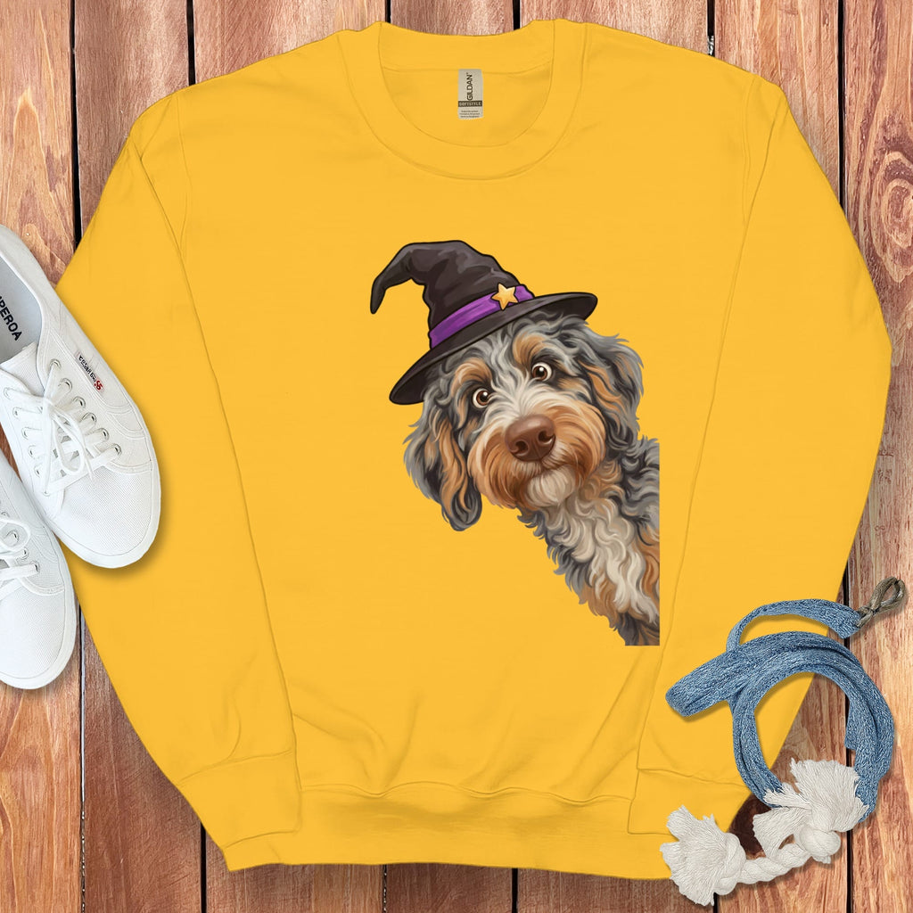 Witchy Aussiedoodle Sweatshirt in Gold / M by Puppy Jo