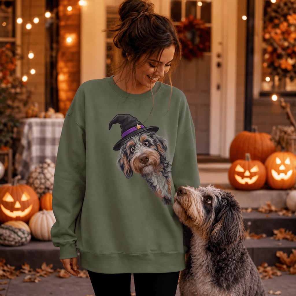Witchy Aussiedoodle Sweatshirt in by Puppy Jo