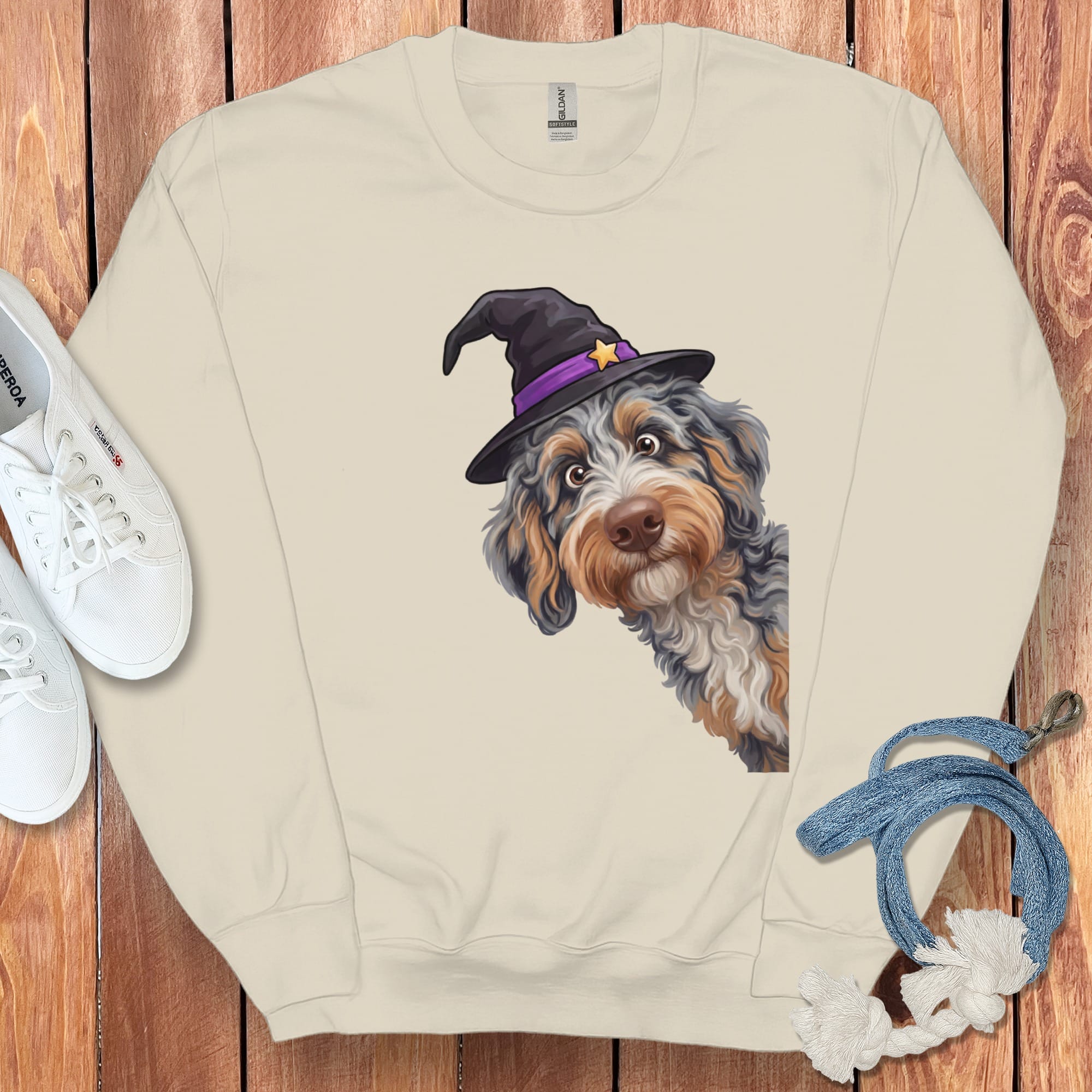 Witchy Aussiedoodle Sweatshirt in Sand / M by Puppy Jo