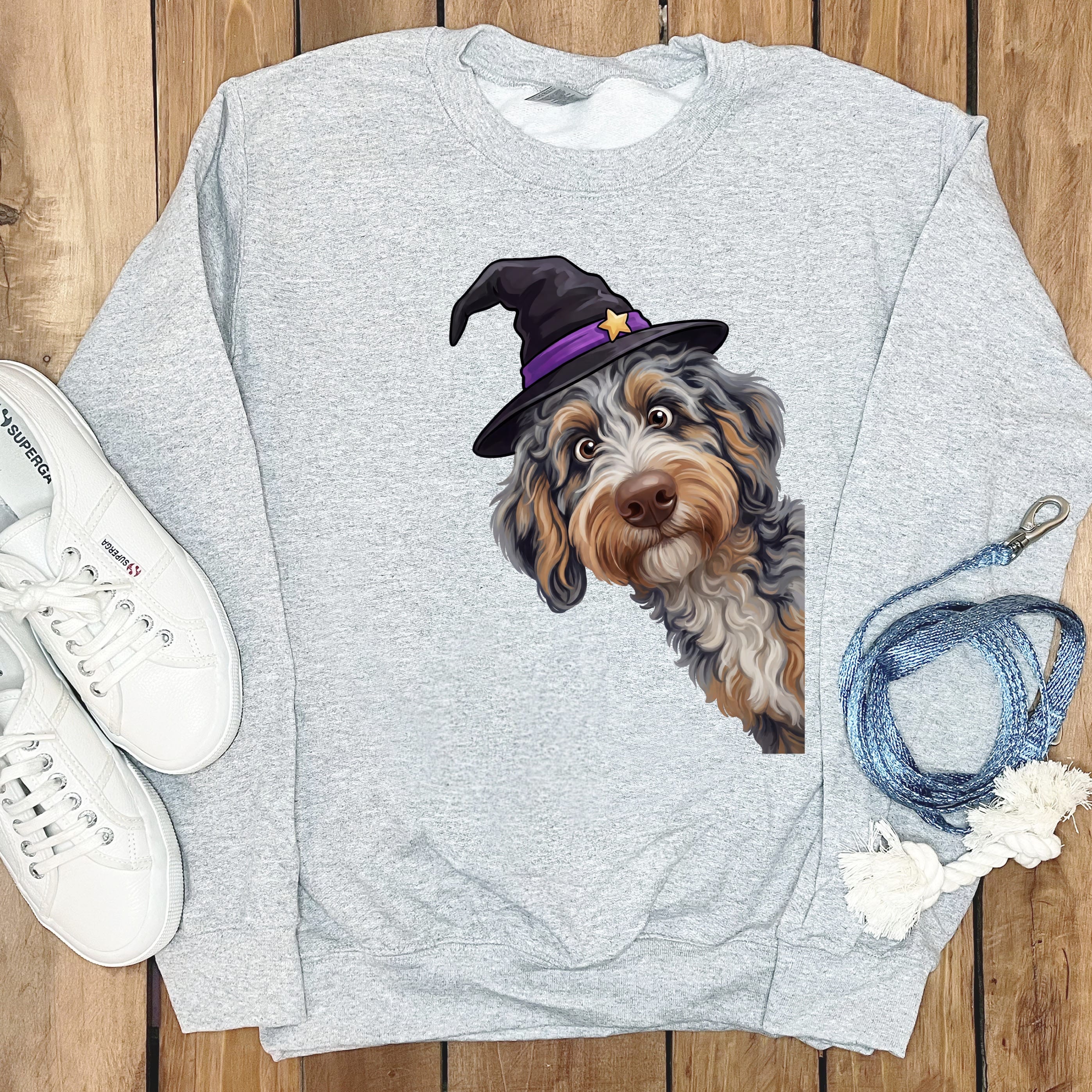 Witchy Aussiedoodle Sweatshirt in Sport Grey / M by Puppy Jo