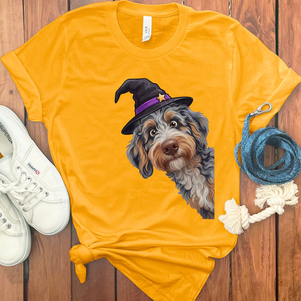 Witchy Aussiedoodle T-Shirt in Gold / M by Puppy Jo