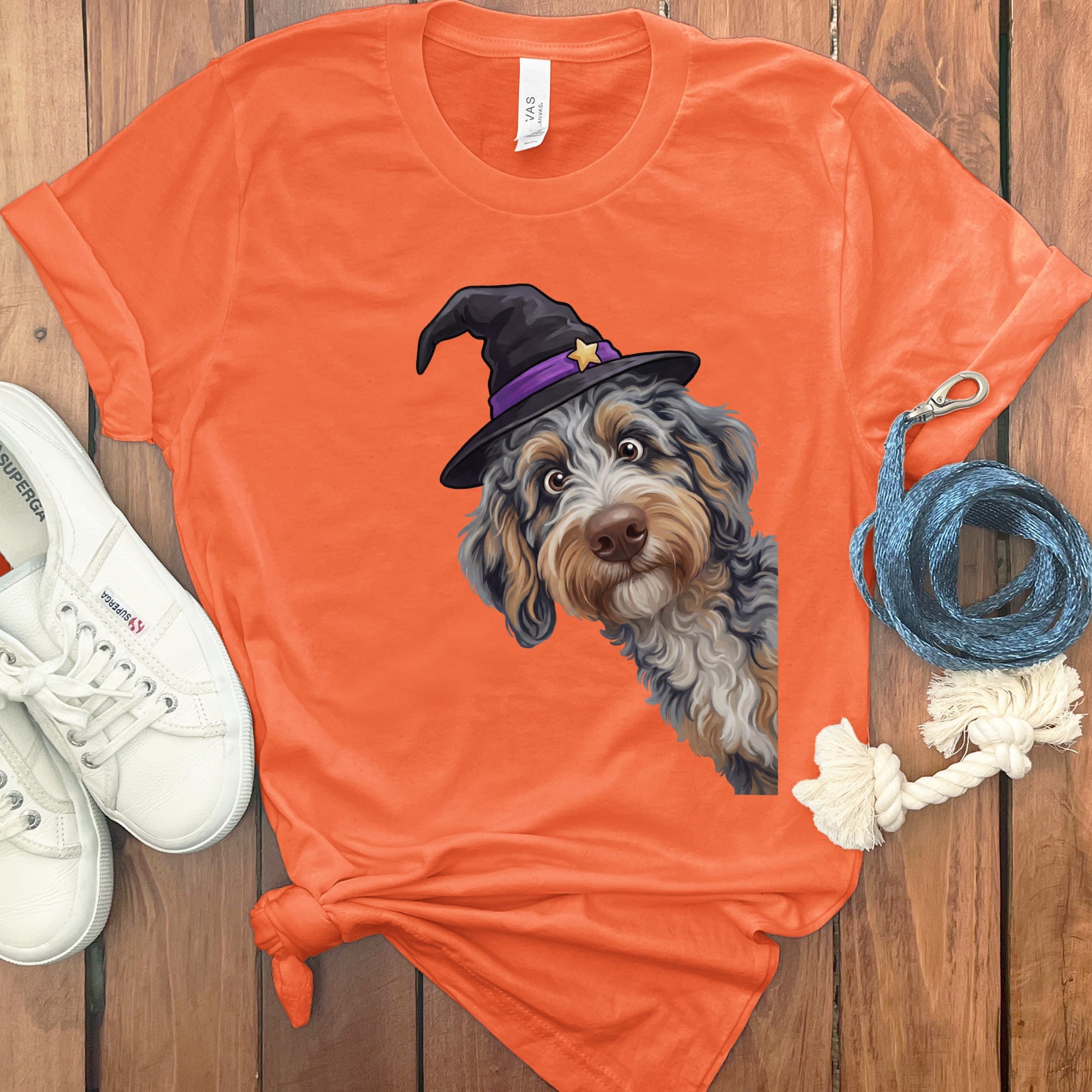 Witchy Aussiedoodle T-Shirt in Orange / M by Puppy Jo