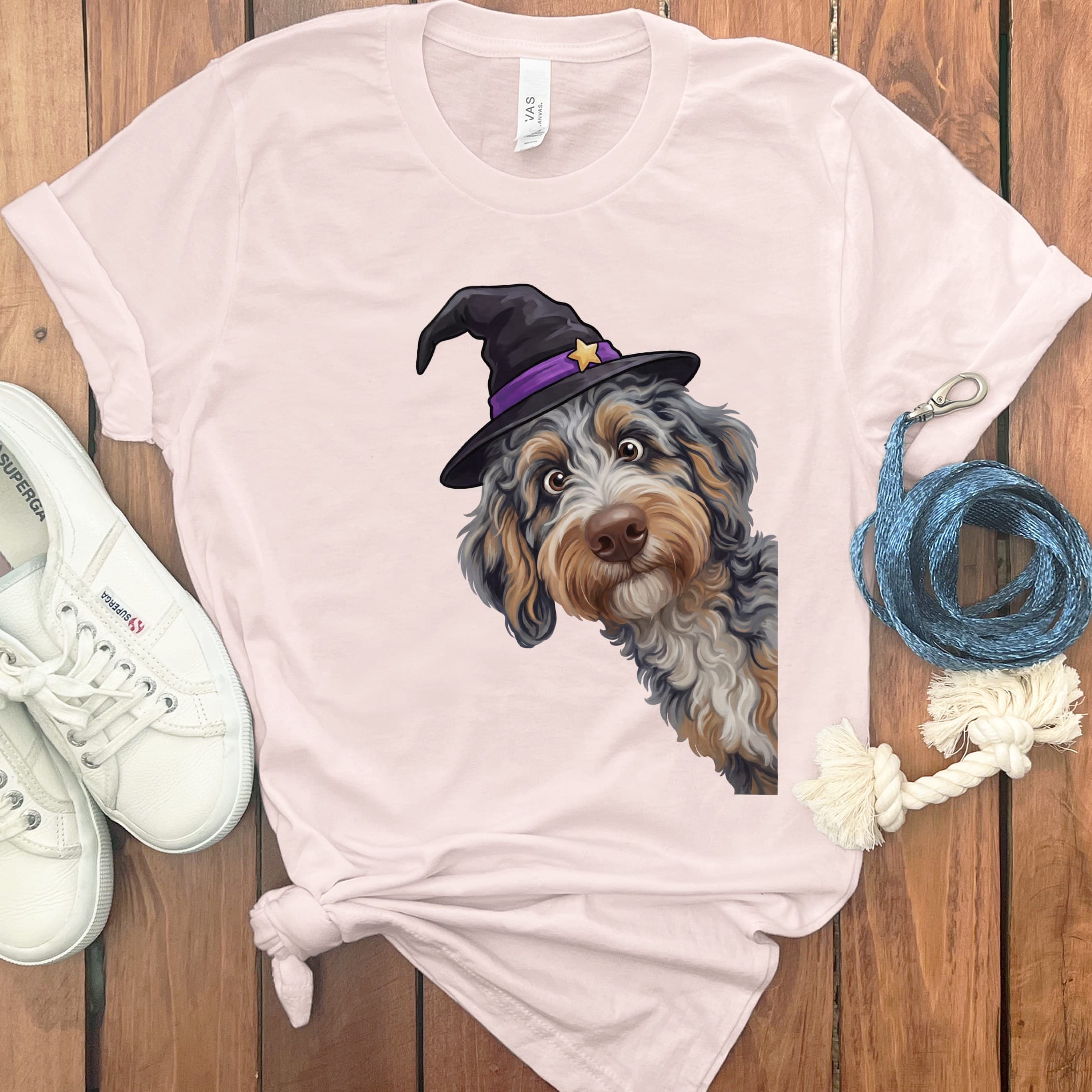 Witchy Aussiedoodle T-Shirt in Soft Pink / M by Puppy Jo