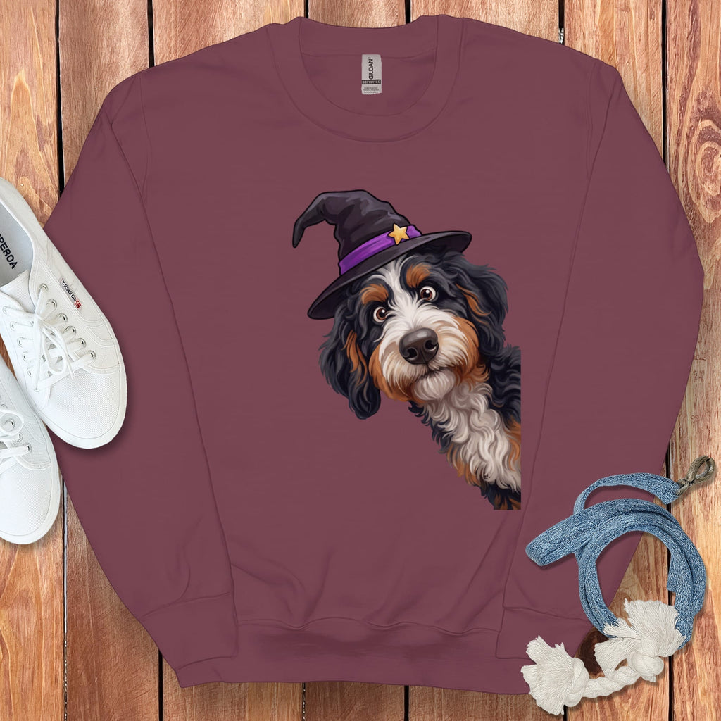 Witchy Bernedoodle Sweatshirt in Maroon / S by Puppy Jo
