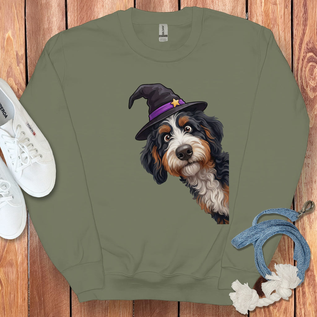 Witchy Bernedoodle Sweatshirt in Military Green / S by Puppy Jo