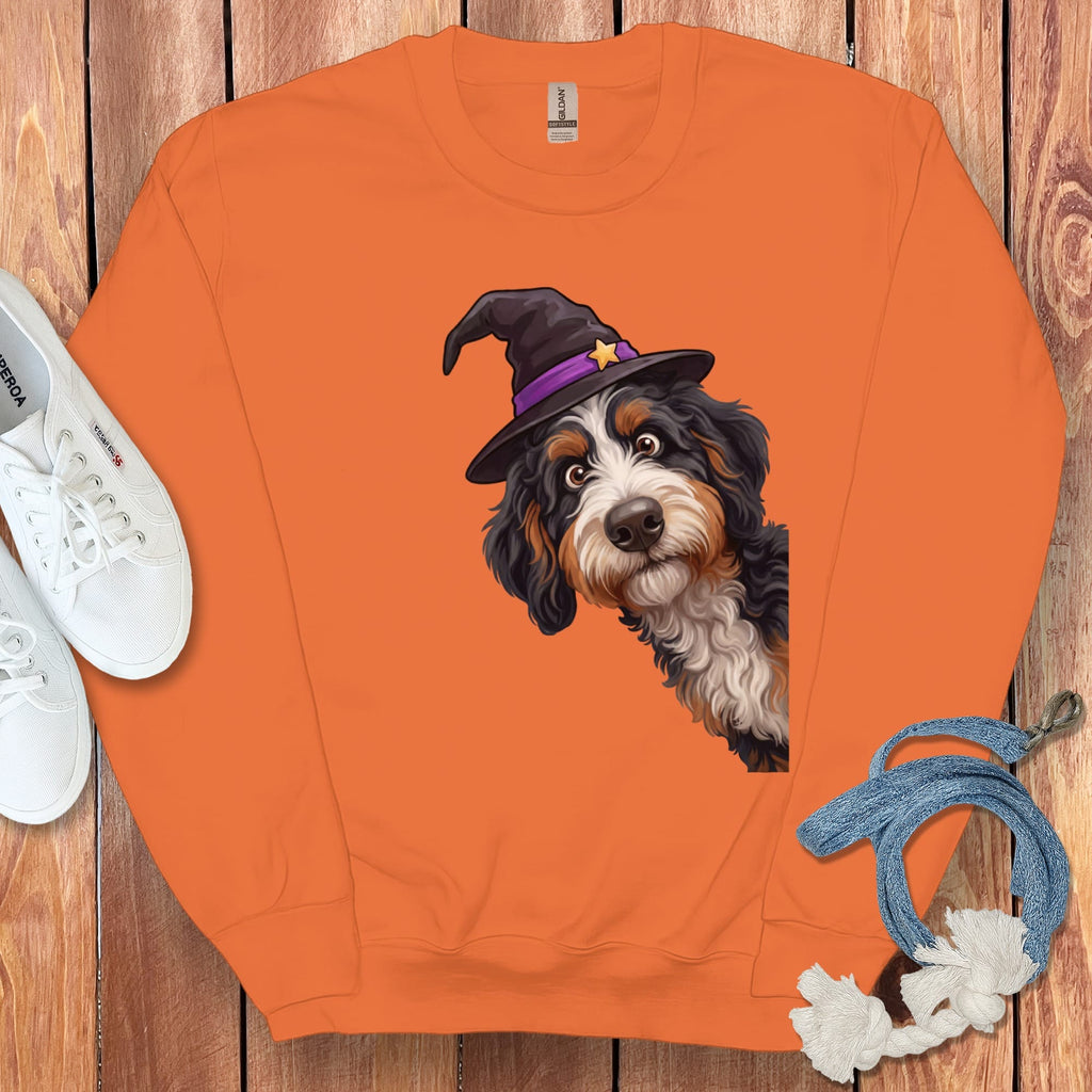 Witchy Bernedoodle Sweatshirt in Orange / M by Puppy Jo