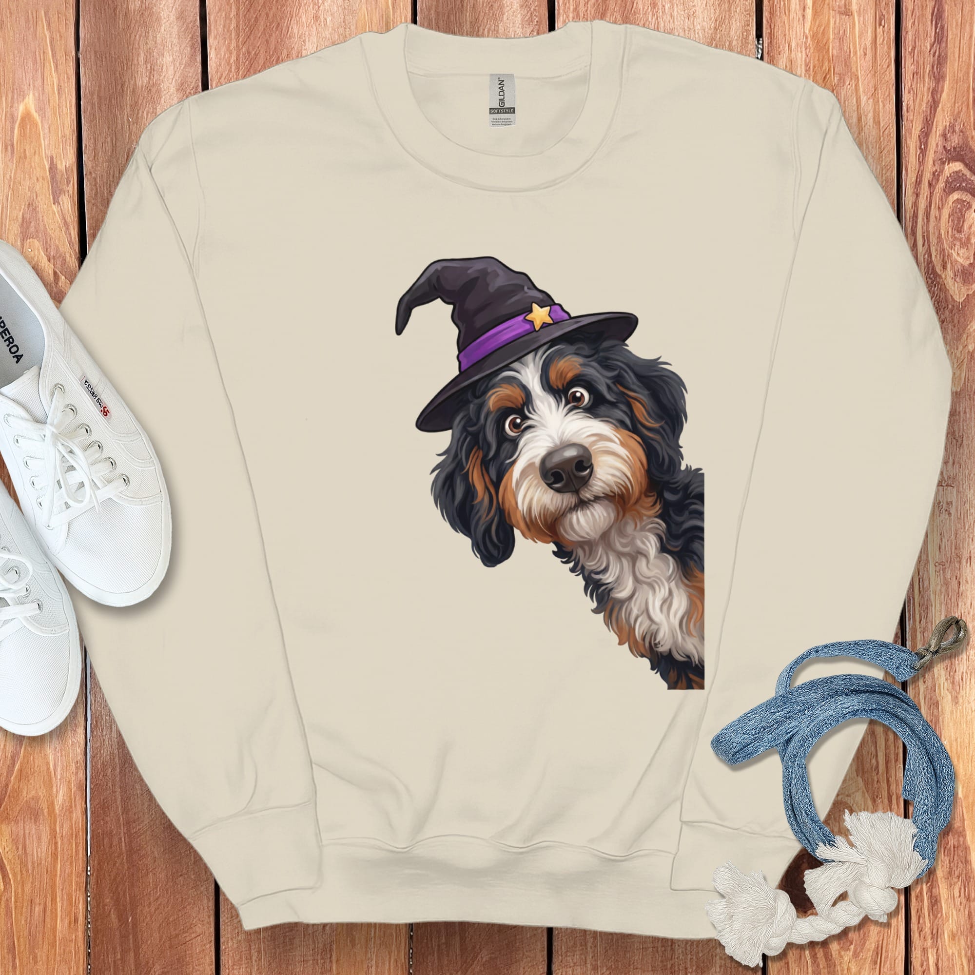Witchy Bernedoodle Sweatshirt in Sand / S by Puppy Jo