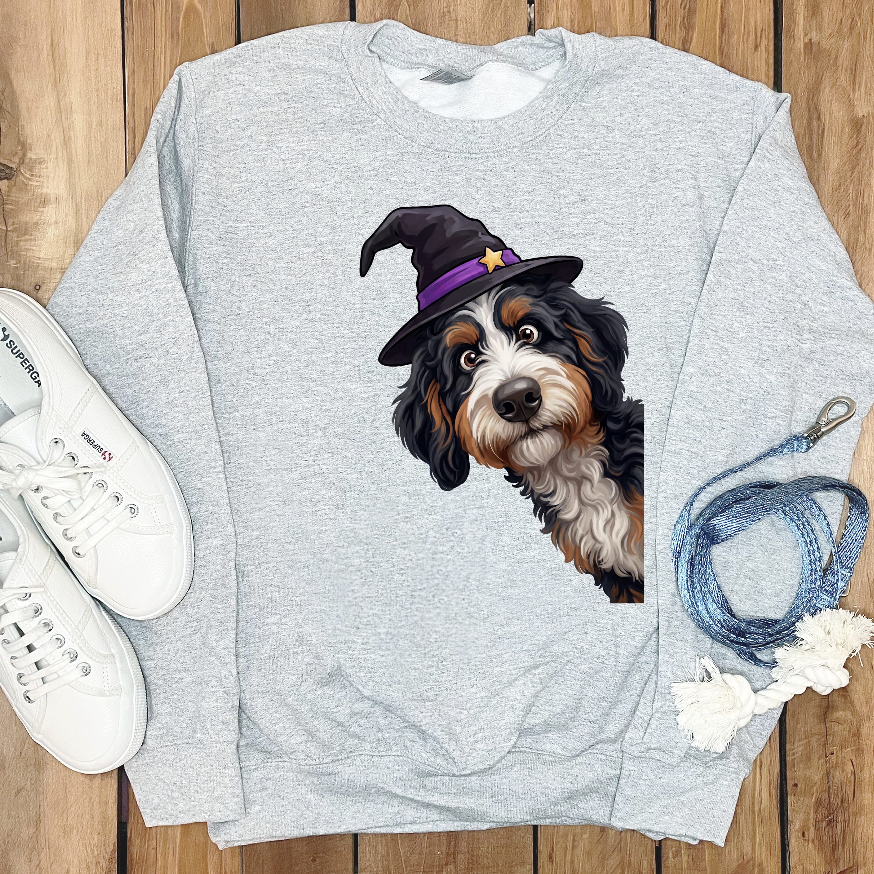 Witchy Bernedoodle Sweatshirt in Sport Grey / S by Puppy Jo