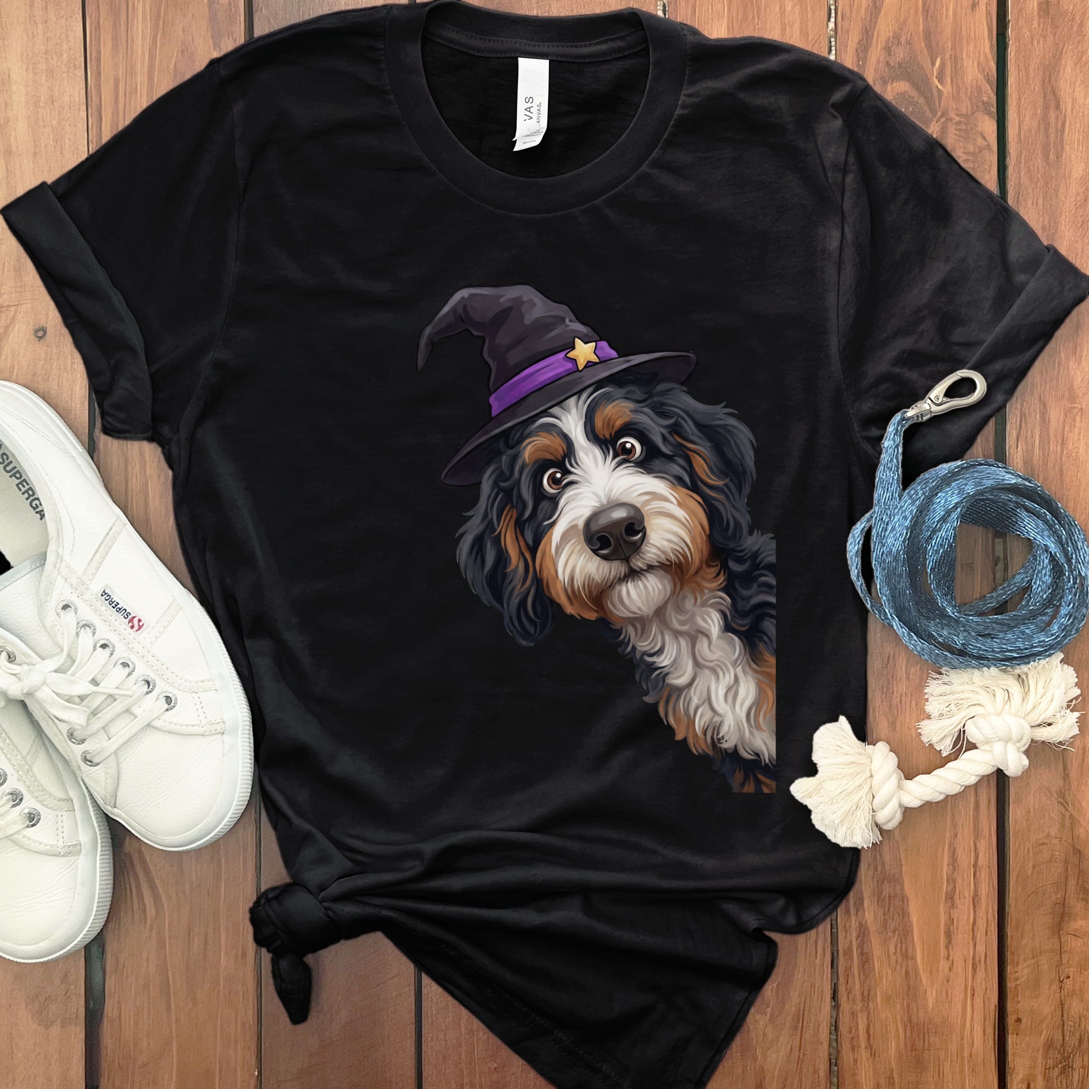 Witchy Bernedoodle T-Shirt in Black / M by Puppy Jo