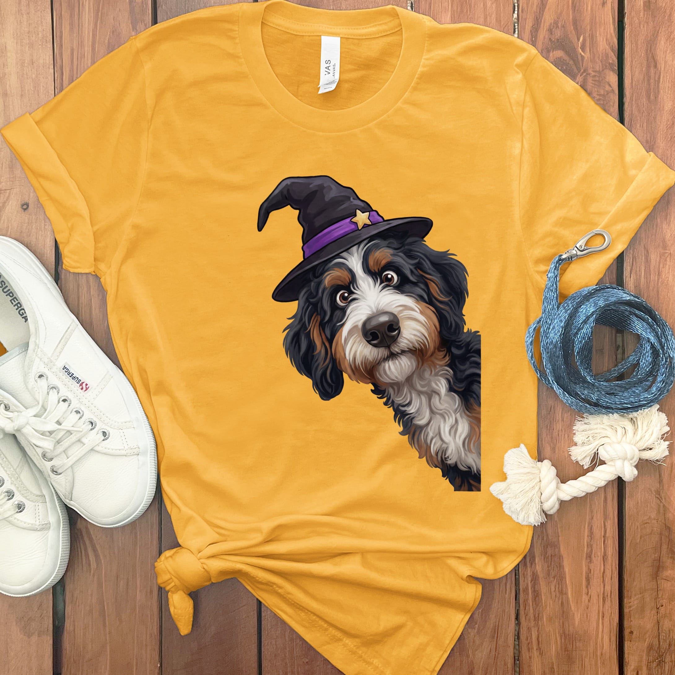 Witchy Bernedoodle T-Shirt in Gold / M by Puppy Jo
