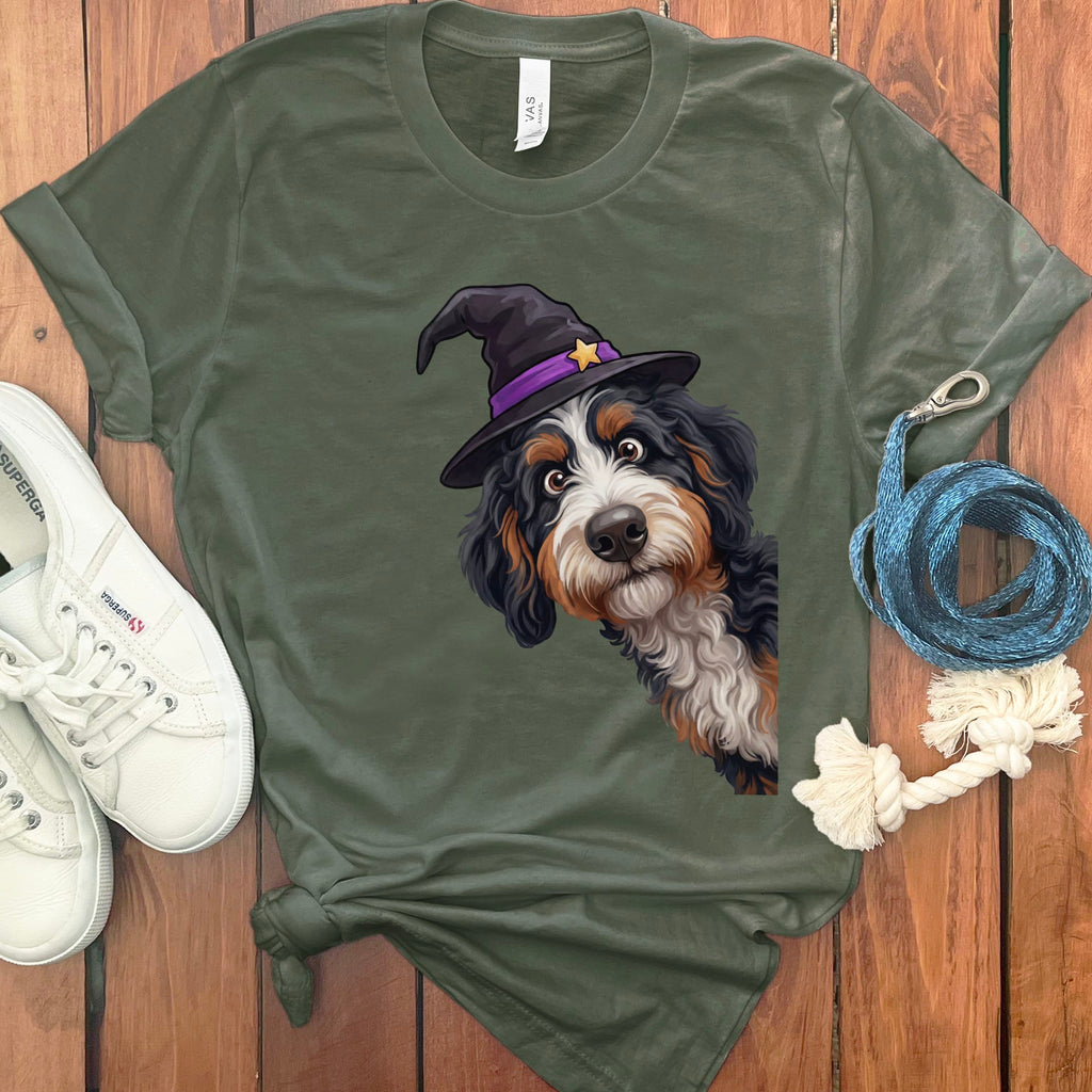 Witchy Bernedoodle T-Shirt in Military Green / M by Puppy Jo