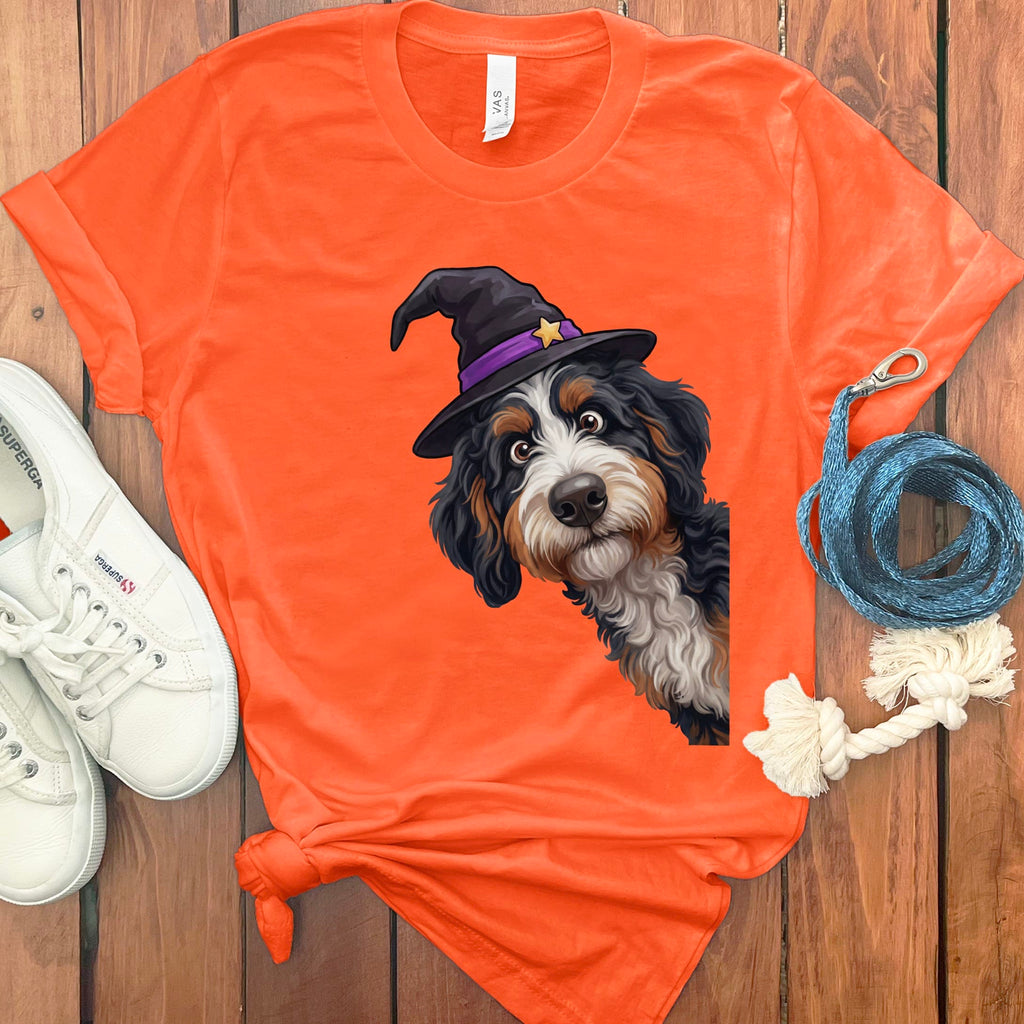 Witchy Bernedoodle T-Shirt in Orange / M by Puppy Jo