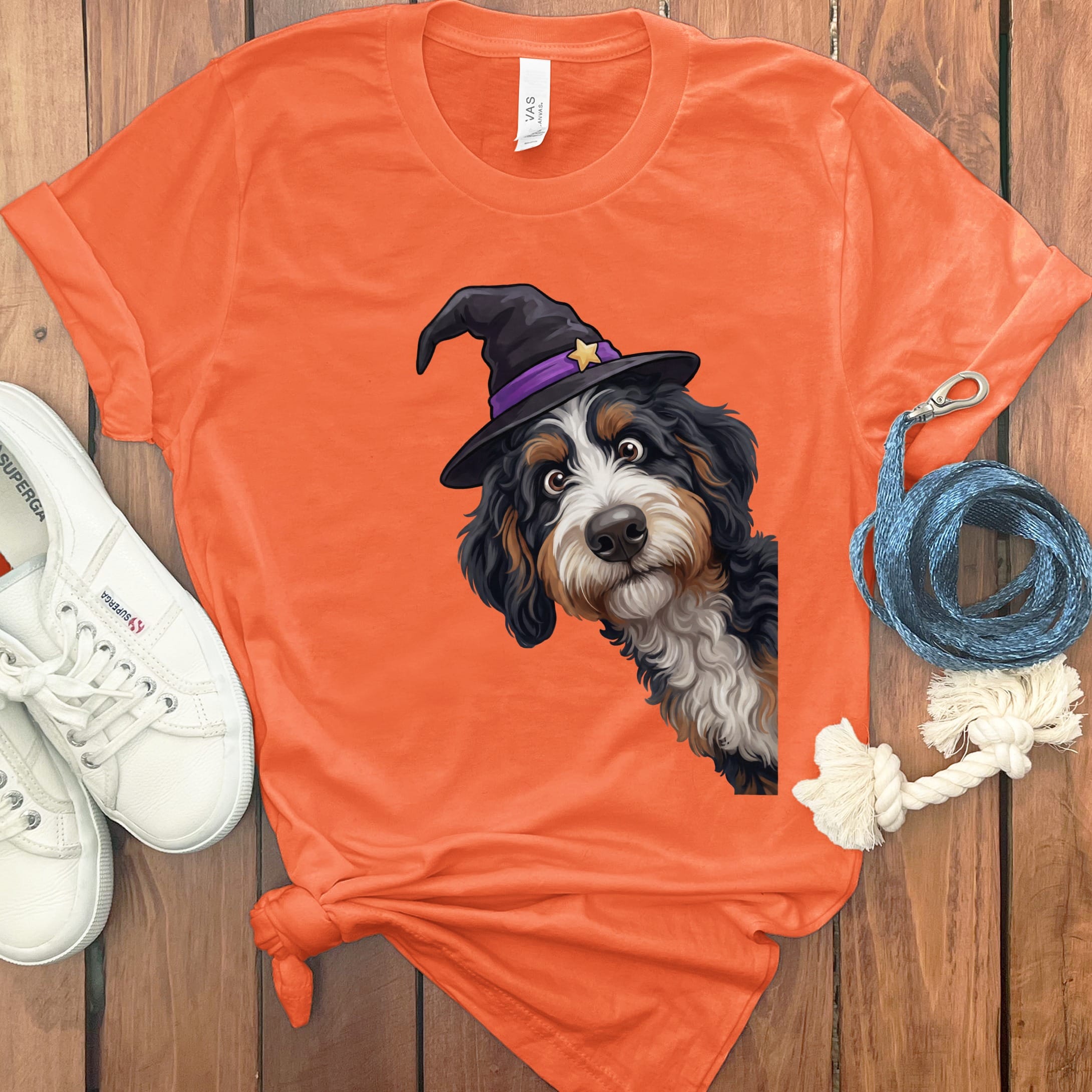 Witchy Bernedoodle T-Shirt in Orange / M by Puppy Jo