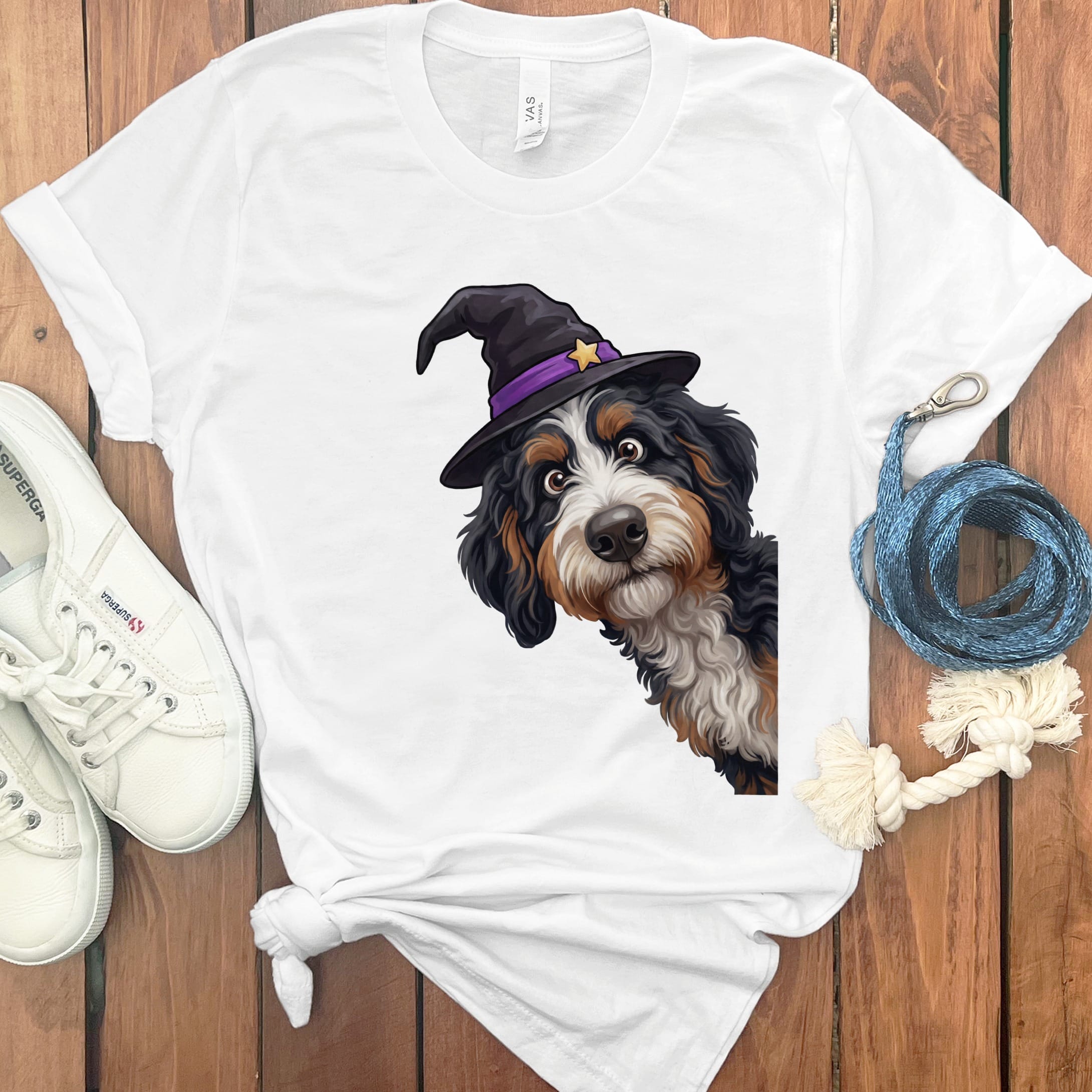 Witchy Bernedoodle T-Shirt in White / M by Puppy Jo