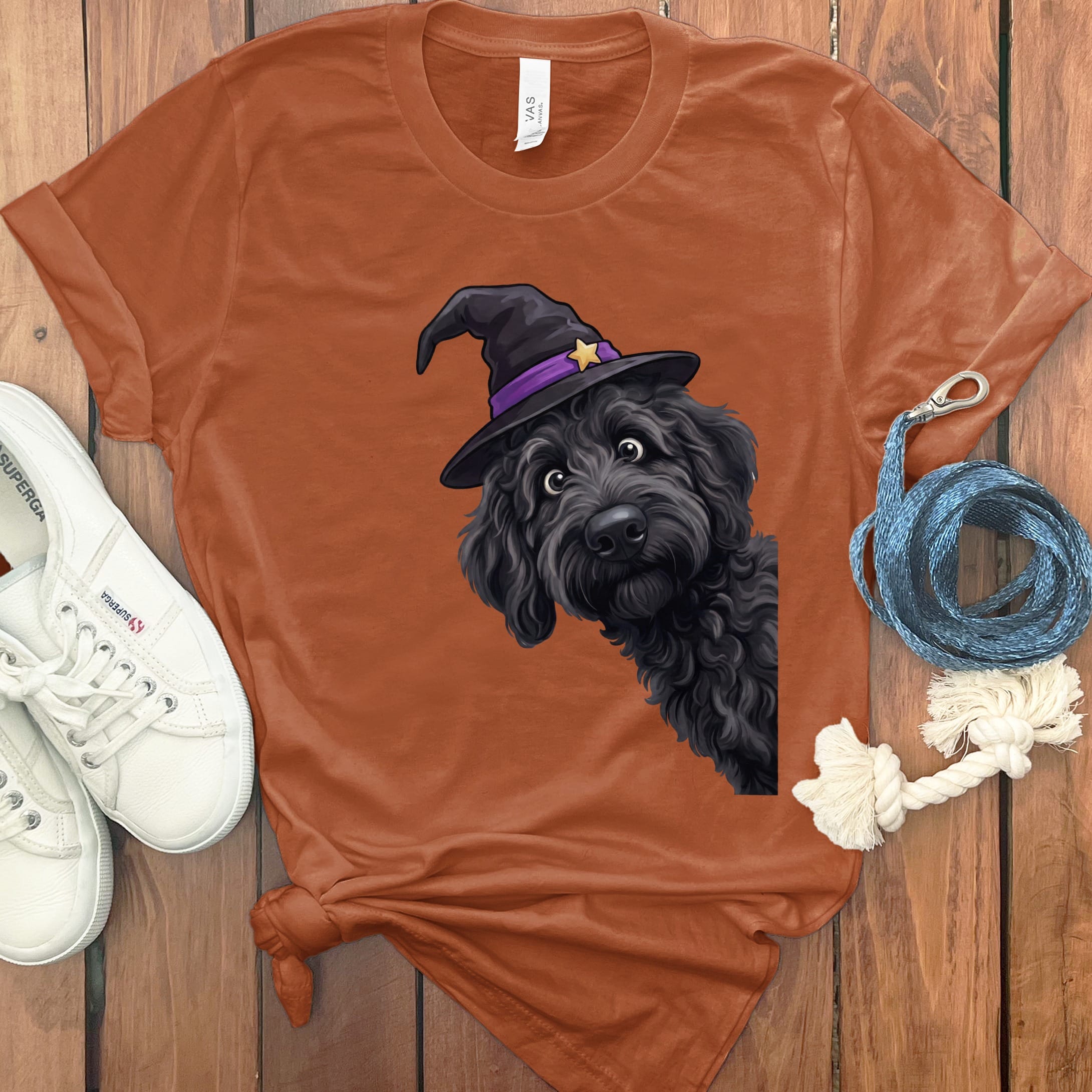 Witchy Black Goldendoodle T-Shirt in Autumn / M by Puppy Jo