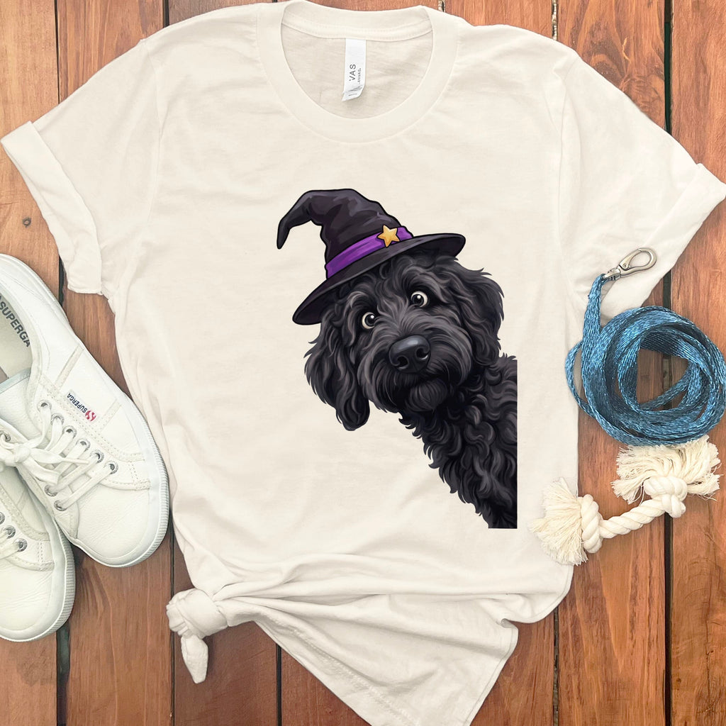 Witchy Black Goldendoodle T-Shirt in Natural / M by Puppy Jo