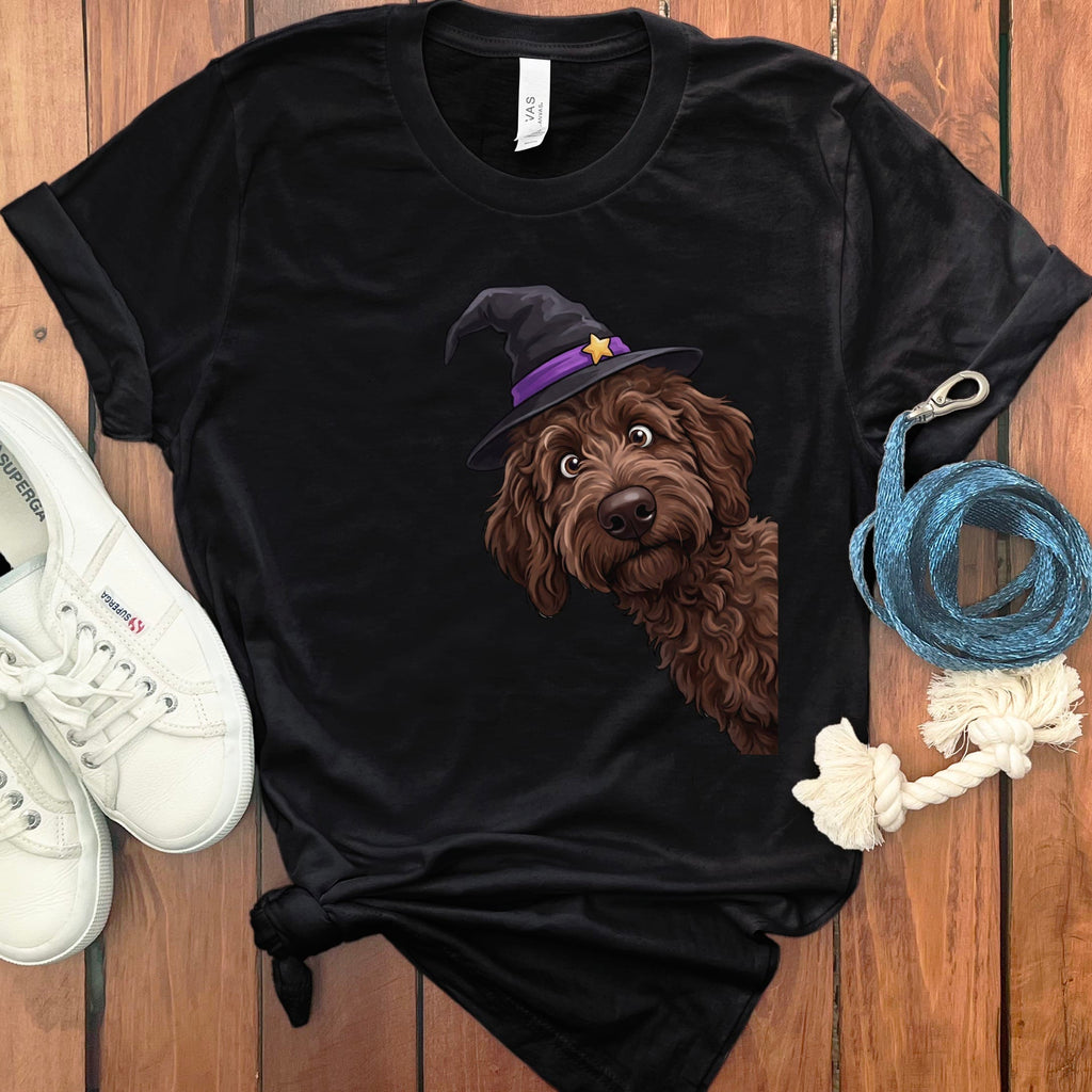 Witchy Chocolate Goldendoodle T-Shirt in Black / M by Puppy Jo