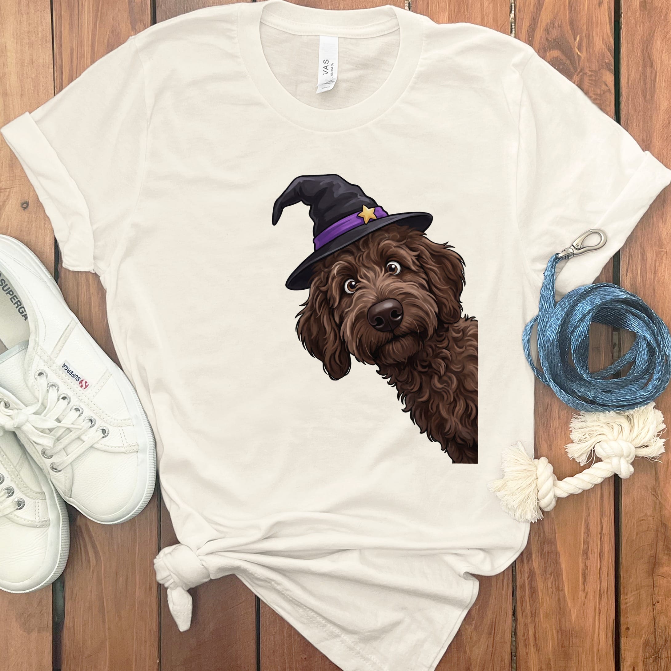 Witchy Chocolate Goldendoodle T-Shirt in Natural / M by Puppy Jo