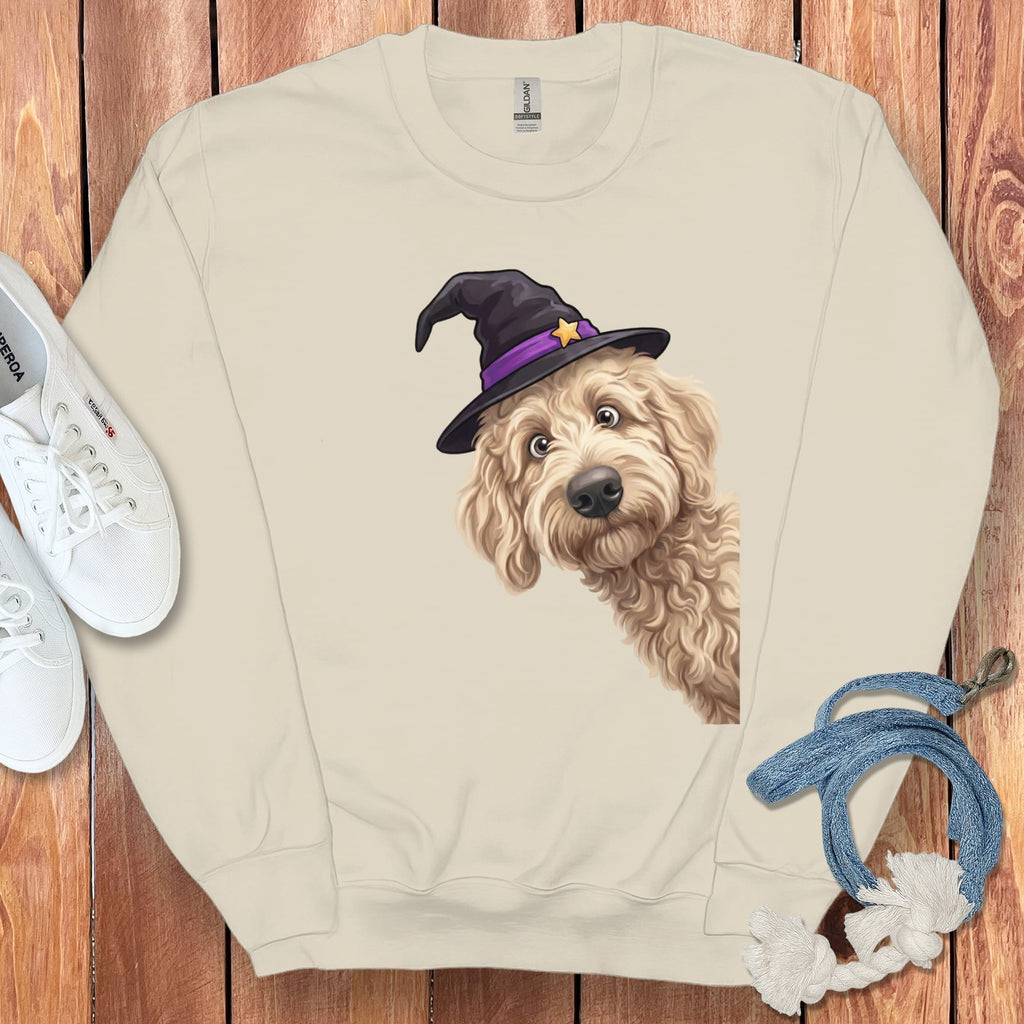 Witchy Cream Goldendoodle Sweatshirt in Sand / M by Puppy Jo