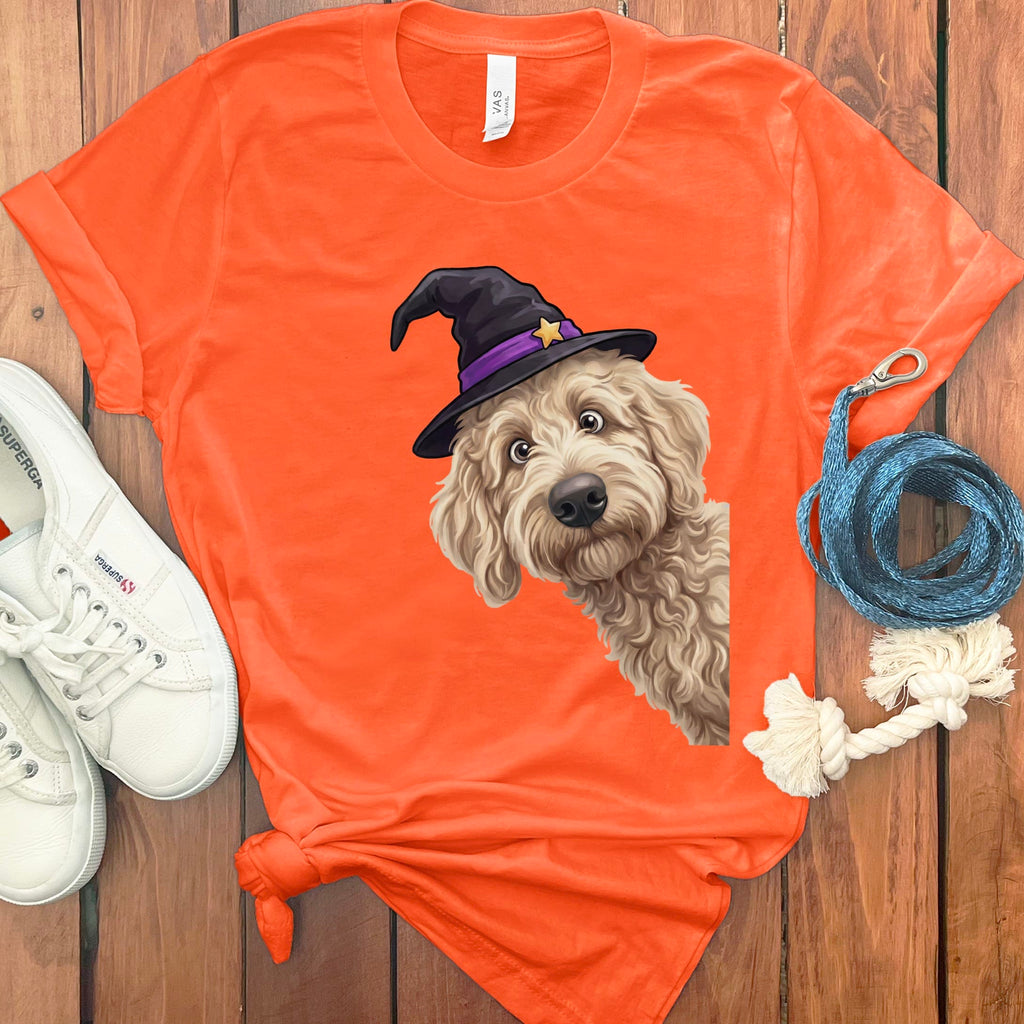 Witchy Cream Goldendoodle T-Shirt in Orange / S by Puppy Jo