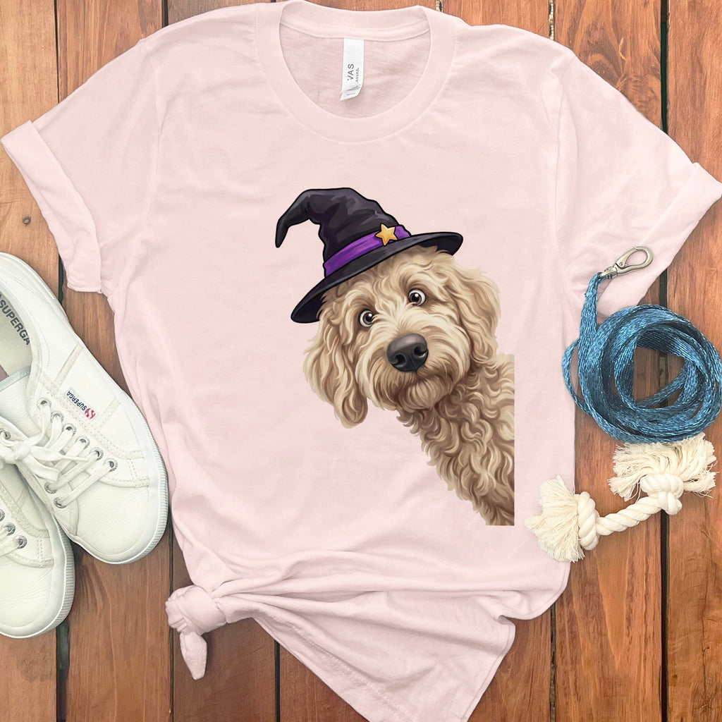 Witchy Cream Goldendoodle T-Shirt in Soft Pink / M by Puppy Jo