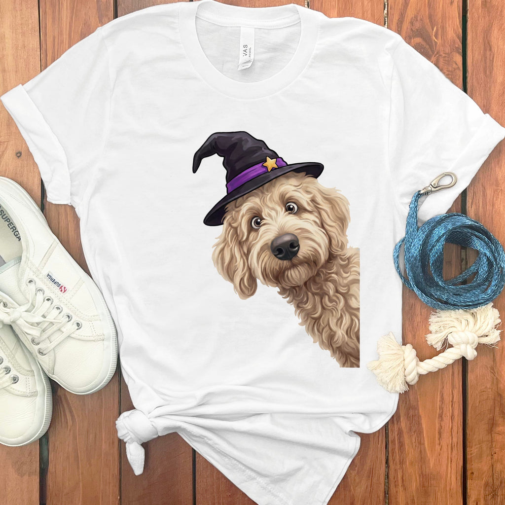 Witchy Cream Goldendoodle T-Shirt in White / S by Puppy Jo