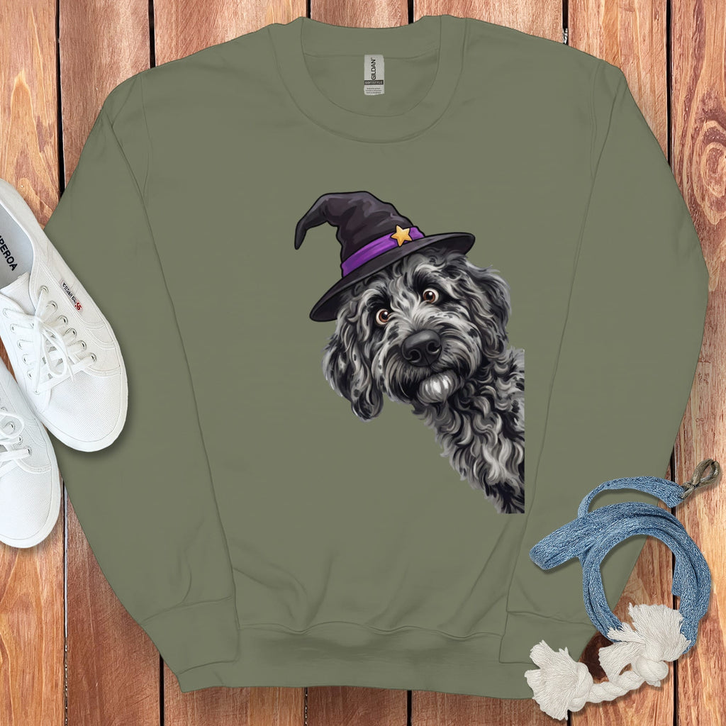 Witchy Merle Goldendoodle Sweatshirt in Military Green / M by Puppy Jo