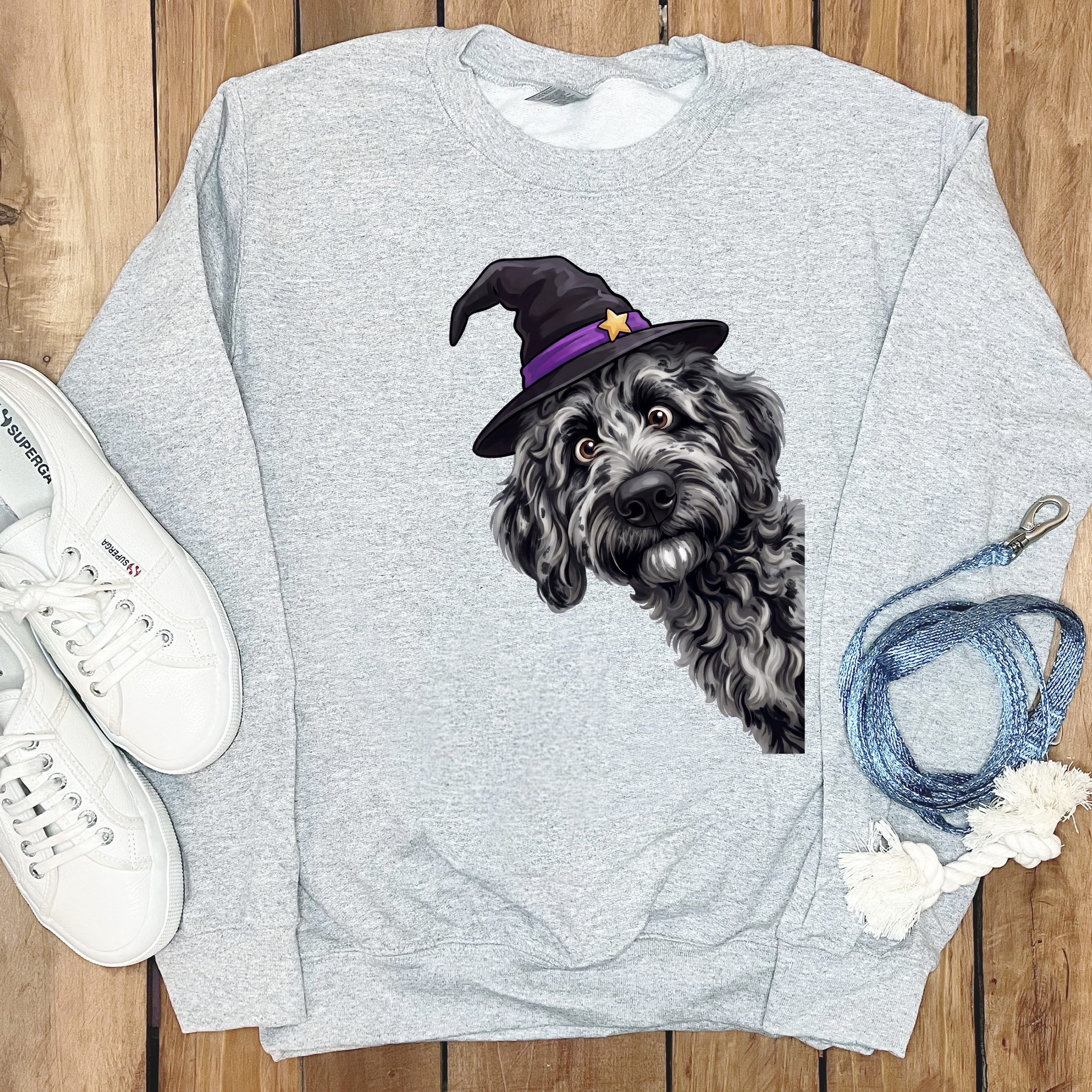 Witchy Merle Goldendoodle Sweatshirt in Sport Grey / M by Puppy Jo