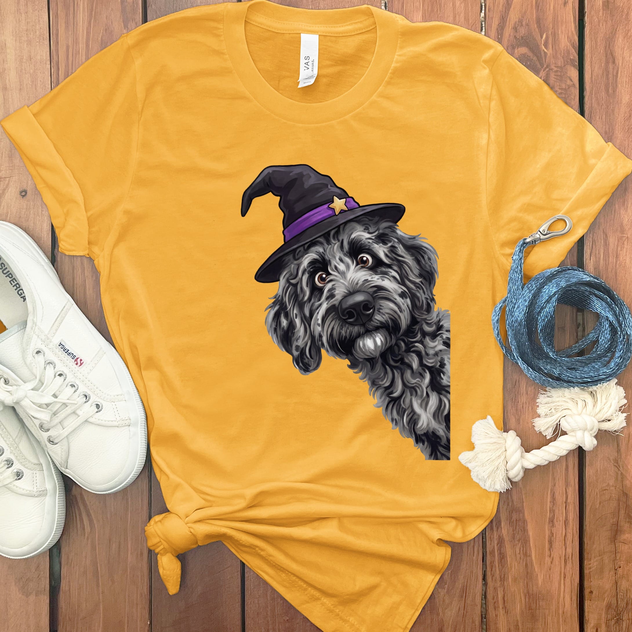 Witchy Merle Goldendoodle T-Shirt in Gold / M by Puppy Jo