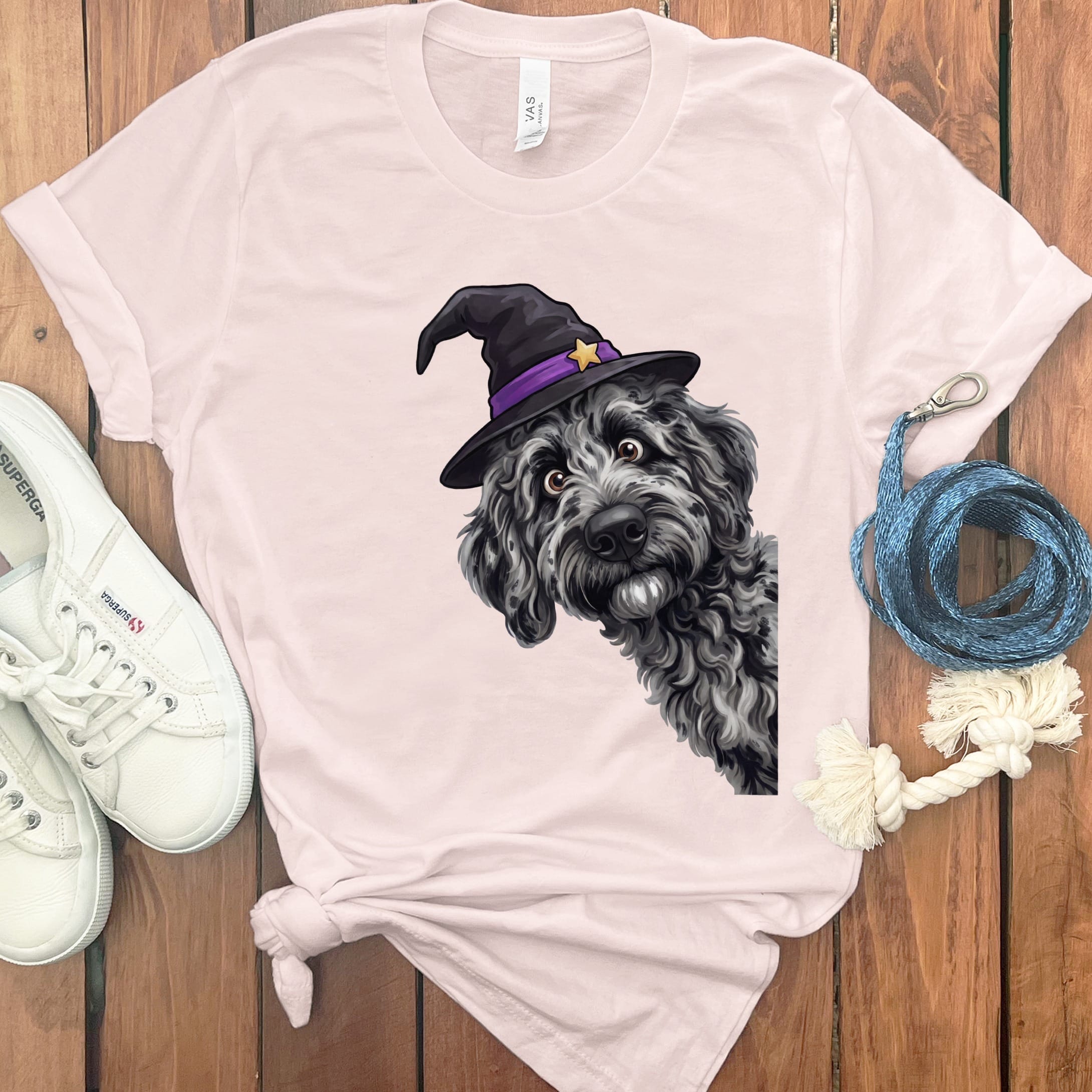 Witchy Merle Goldendoodle T-Shirt in Soft Pink / M by Puppy Jo