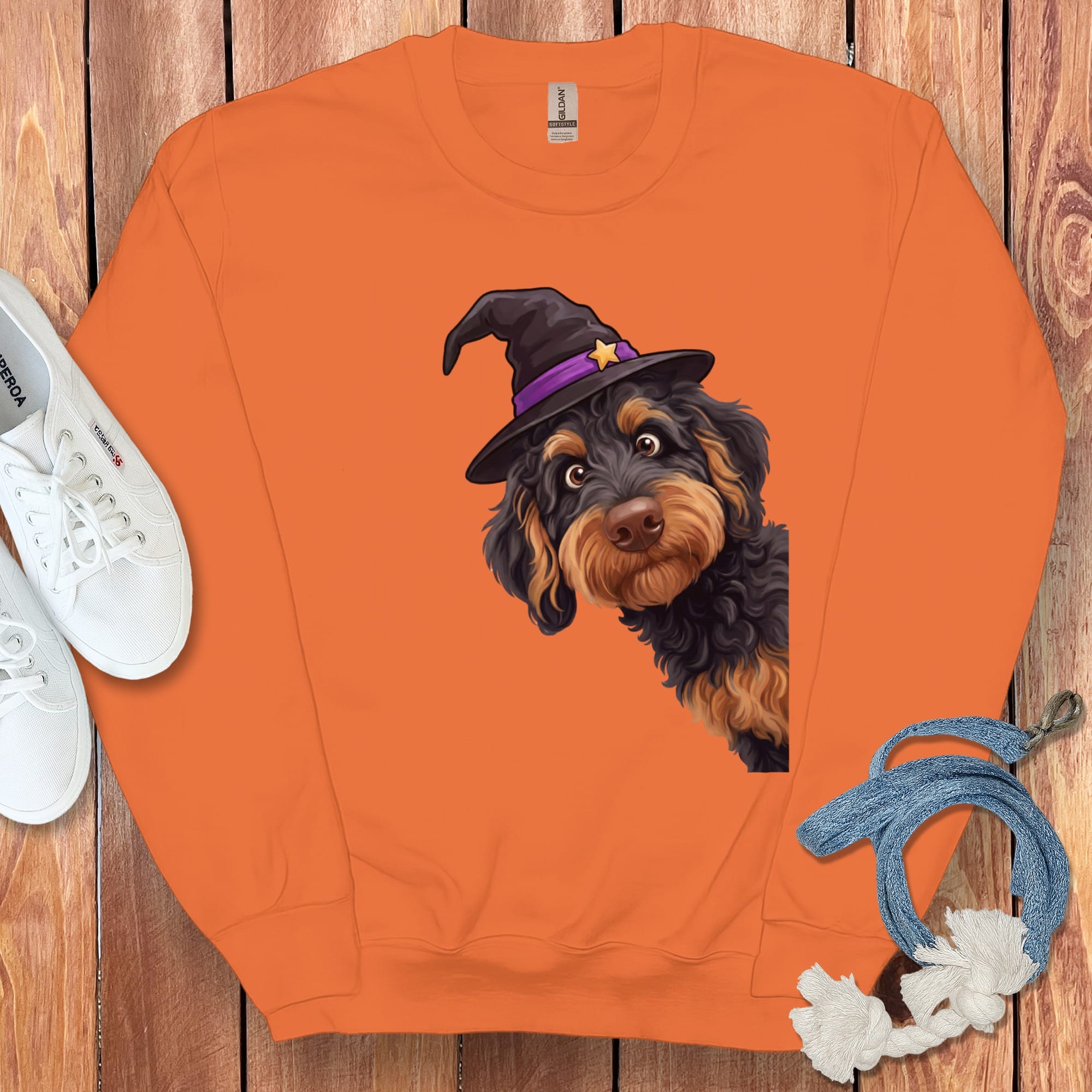 Witchy Phantom Goldendoodle T=Shirt in Orange / M by Puppy Jo