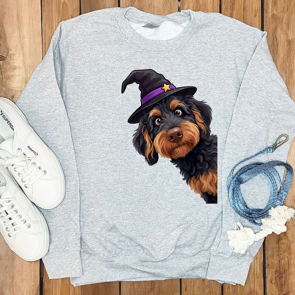 Witchy Phantom Goldendoodle T=Shirt in Sport Grey / M by Puppy Jo