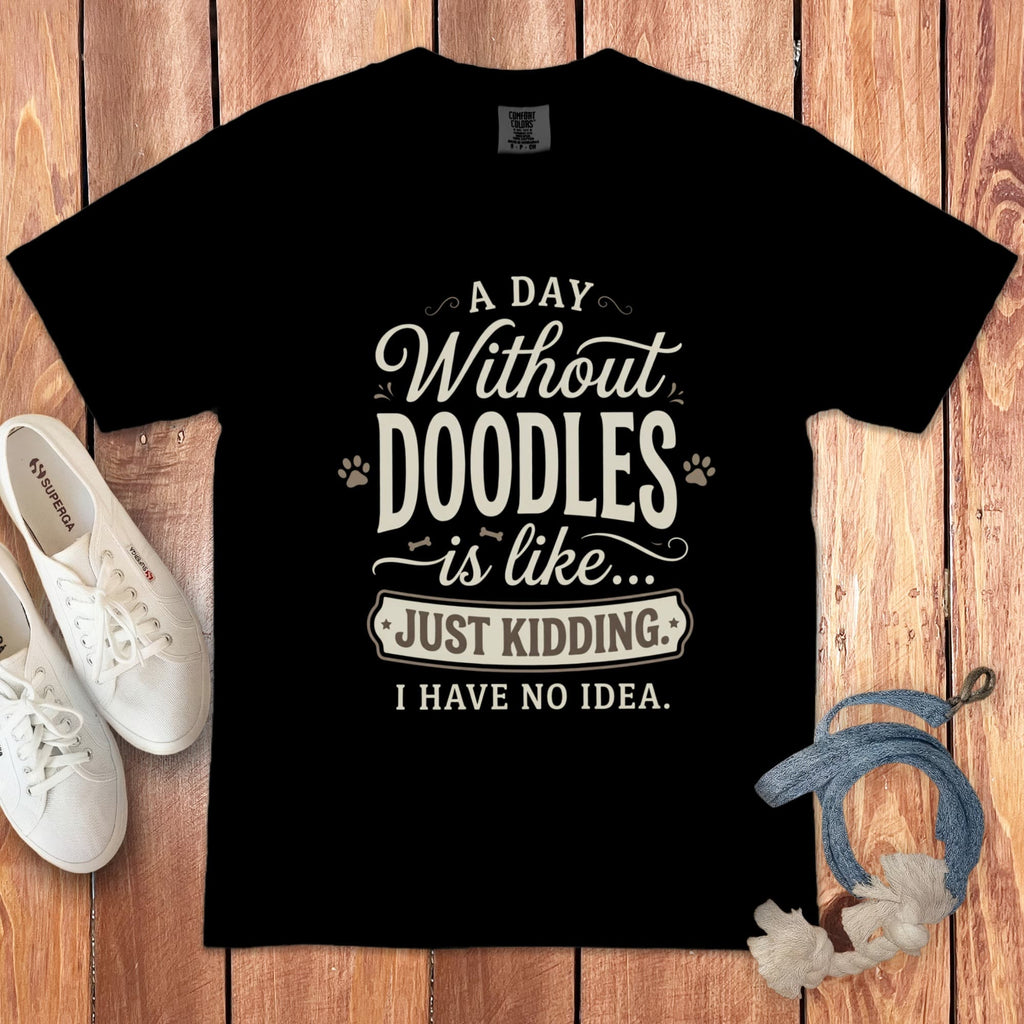 Without Doodles Signature T-Shirt in Black / S / T-Shirts by Puppy Jo