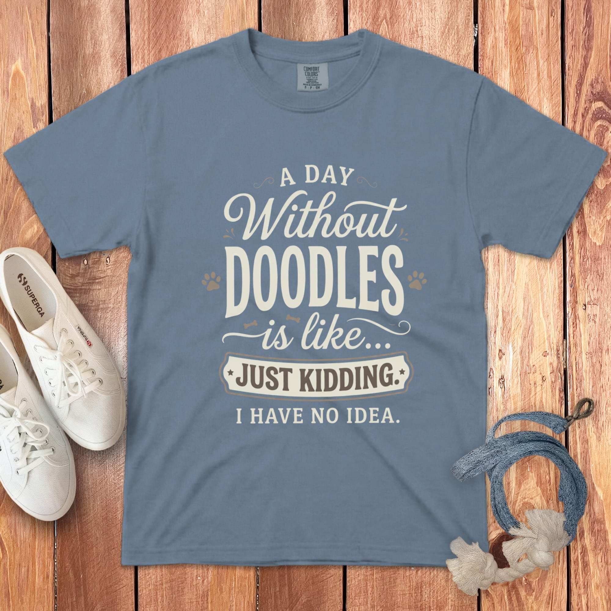 Without Doodles Signature T-Shirt in Blue Jean / S / T-Shirts #1 by Puppy Jo