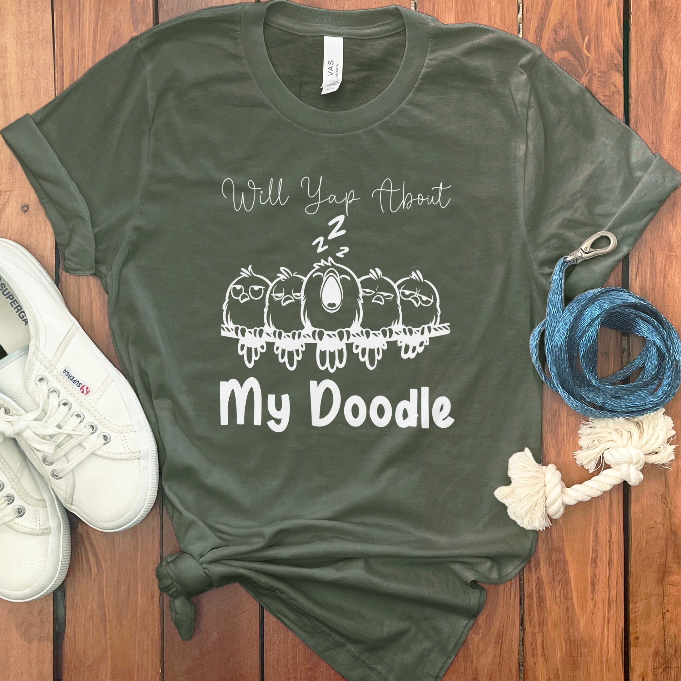 Yap About Doodle T-Shirt in Military Green / S by Puppy Jo