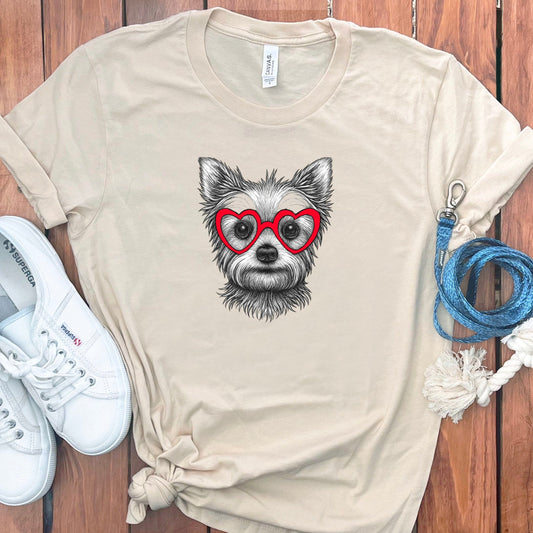 Adorable Dog with Heart Glasses Graphic T-Shirt product