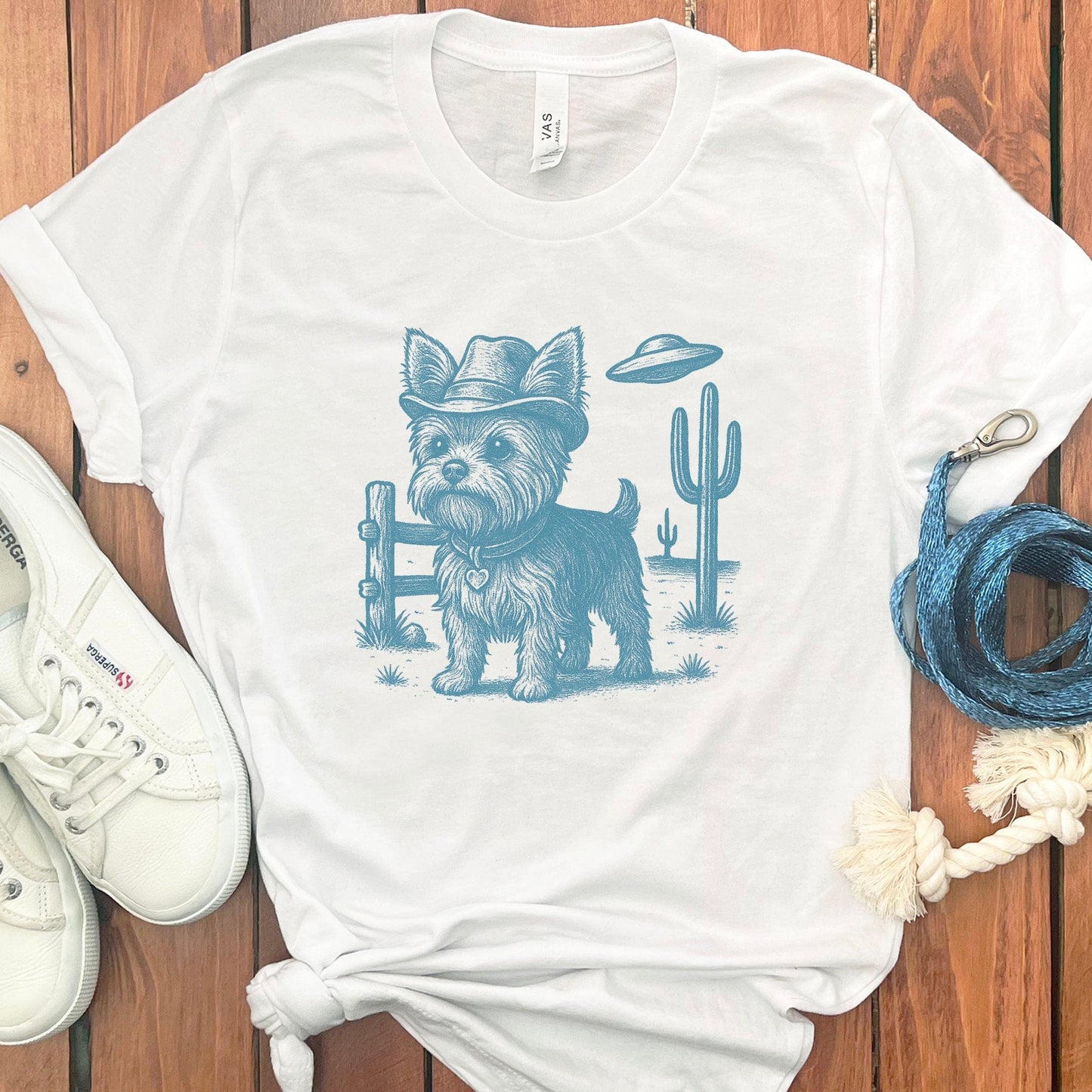Western Desert Scene with Yorkie T-Shirt product