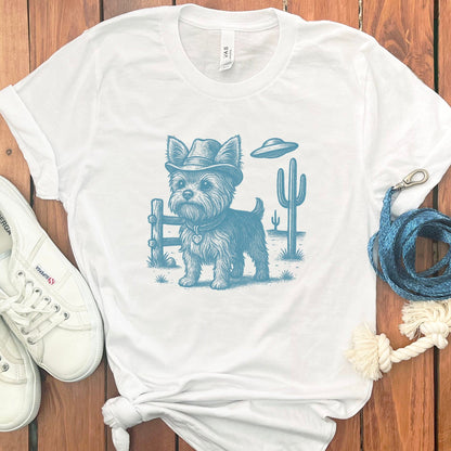 Western Desert Scene with Yorkie T-Shirt product