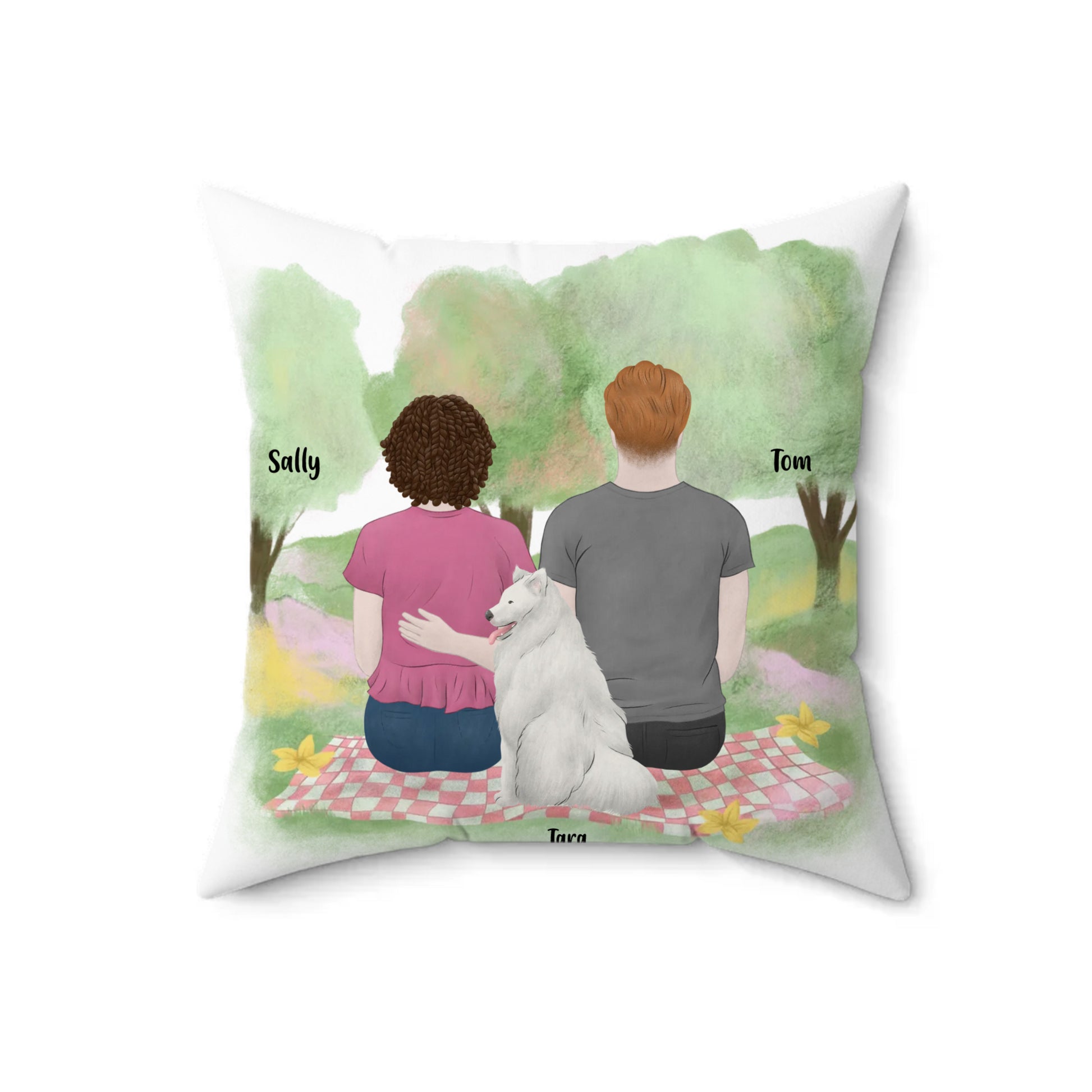 Personalized Couple and Dog Pillow - PuppyJo 18" × 18"